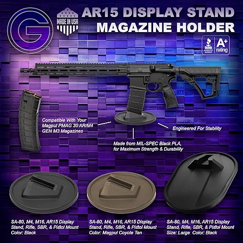 Miniatura 2 de GUNCREED Rifle Display Stand - Made in USA, Durable and Stable Gun Stand for Pistols and Rifle Mounting - Pistol Stand Ideal for Gun Collectors and