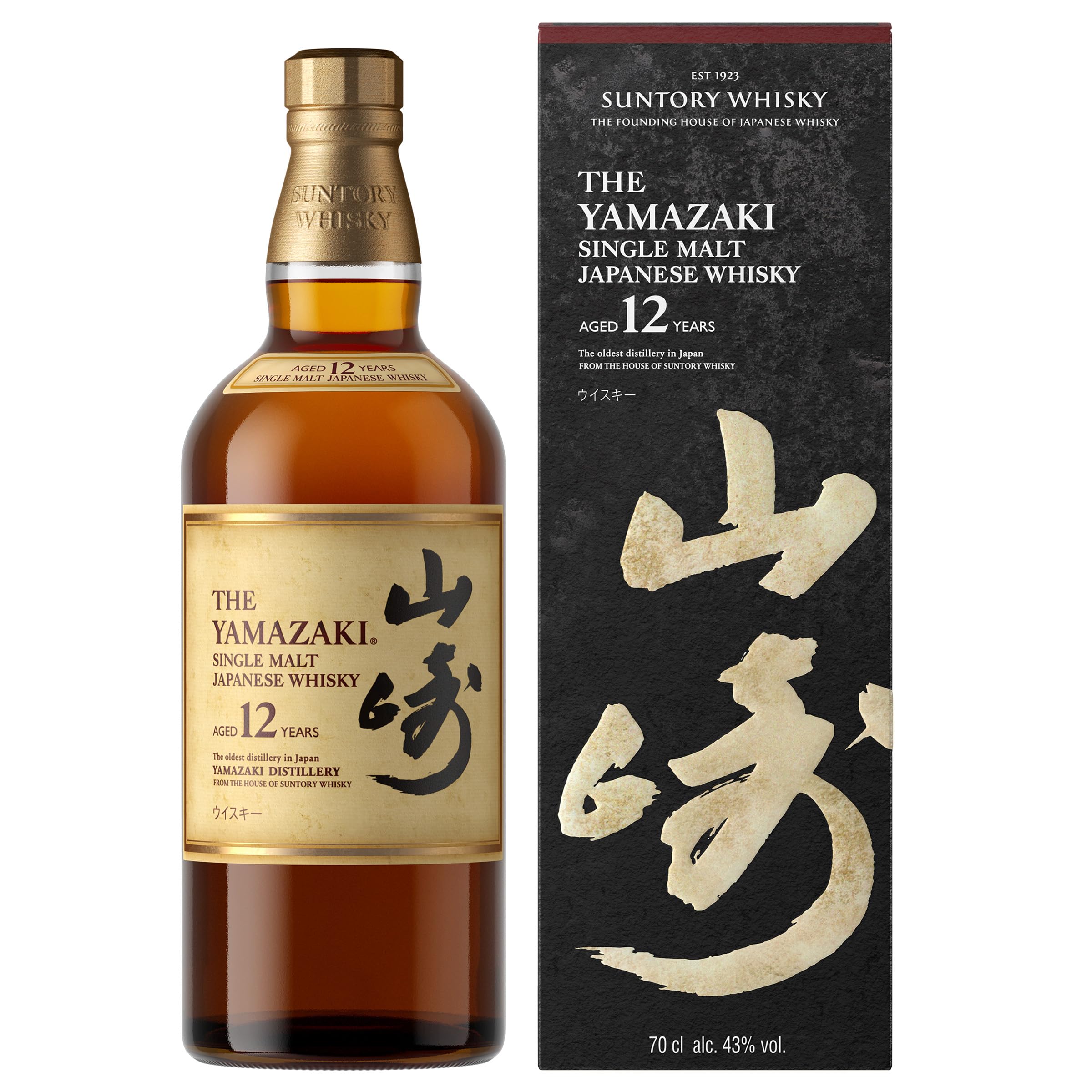 Suntory Yamazaki 12 Jahre Whisky - Single Malt Japanischer Whisky - mit Geschenkverpackung - Ausgewogener und zarter Geschmack - 43 % Vol - 700 ml