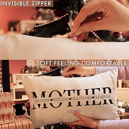 Miniatura 6 de Fundas de almohada lumbar personalizadas con nombre de la familia, 6 diseños de 12 x 20 pulgadas, personalizadas para mamá, abuela, mujer, funda de