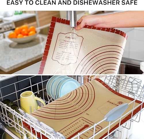 Miniatura 5 de Tapete de silicona para hornear, 36 x 24 pulgadas, extra grueso, antiadherente, con medición, antideslizante, tapete de silicona reutilizable de