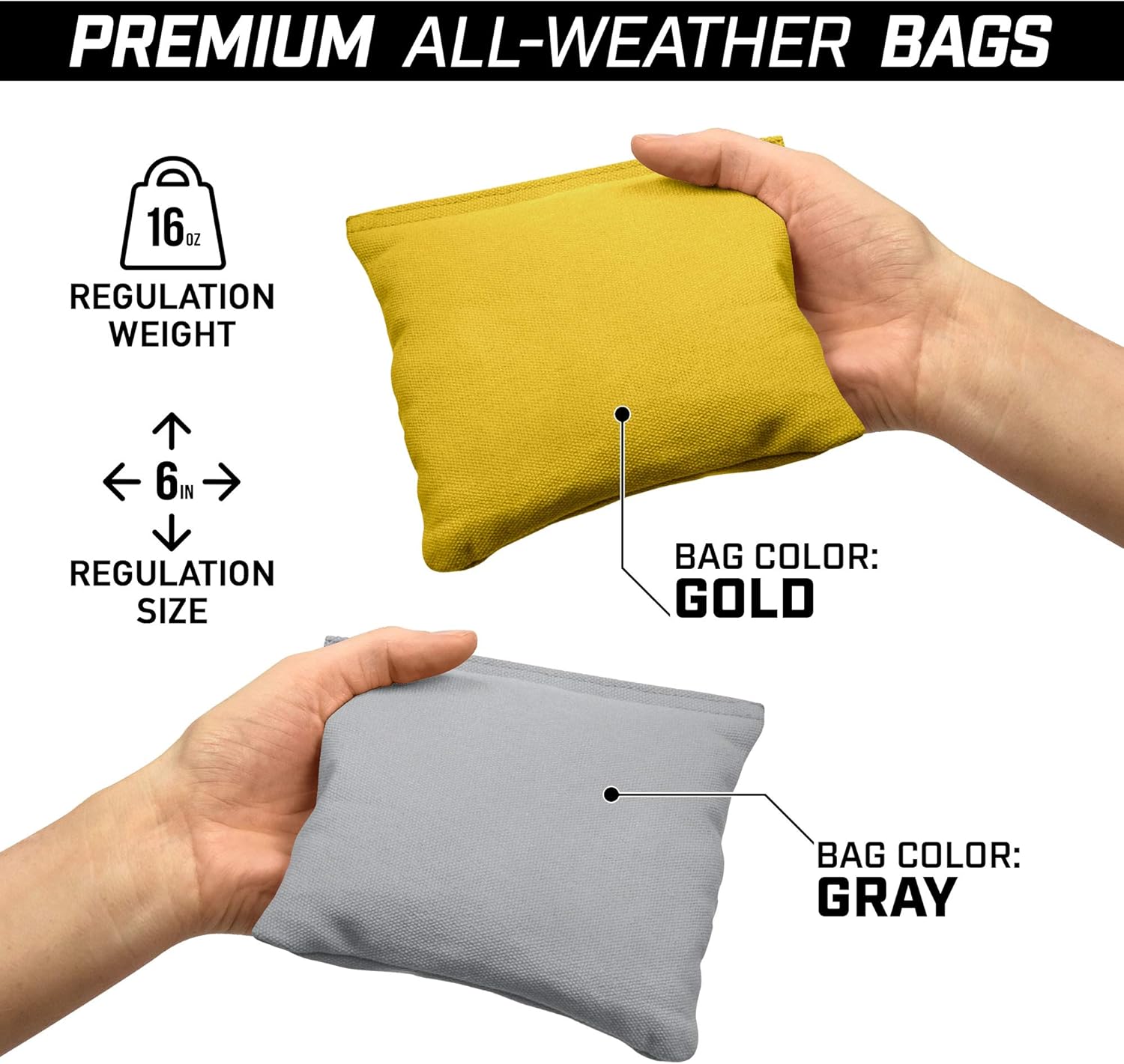 GoSports 4 ft x 2 ft Commercial Grade Cornhole Boards Set - Natural Wood Cornhole Boards, Choose from Different Bean Bag Color Combinations - Gold & Gray