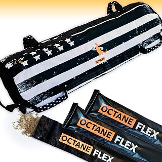 Octane Flex Adjustable 75lb Sandbag for Fitness - Durable Home Gym Workout Set with Filler Bags, Handles & CrossFit Exercise Poster