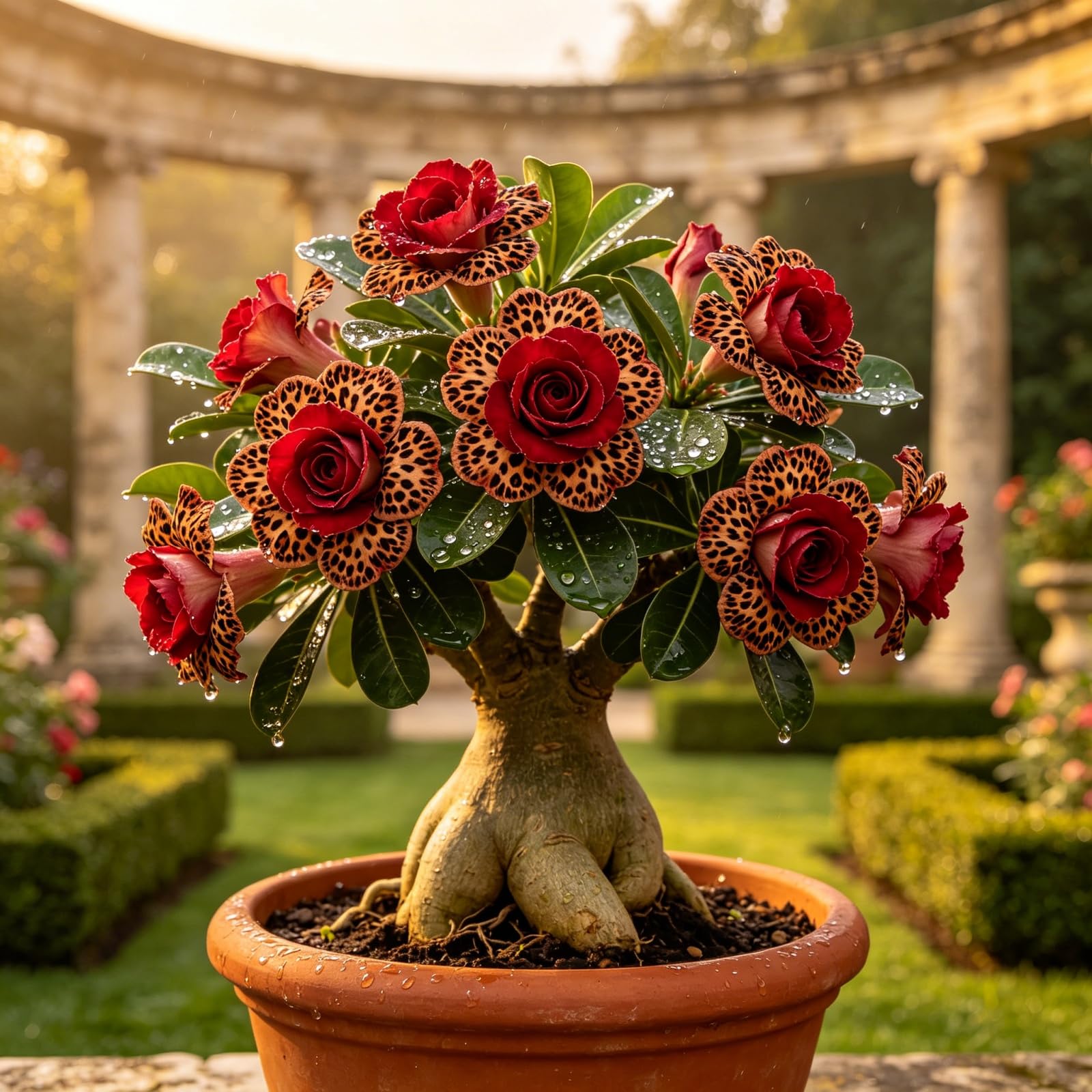 Rosa del Deserto Perenne | Colori Vivaci | Resistente alla Siccità | Per Giardini Esterni e Balconi-4bulbi-A