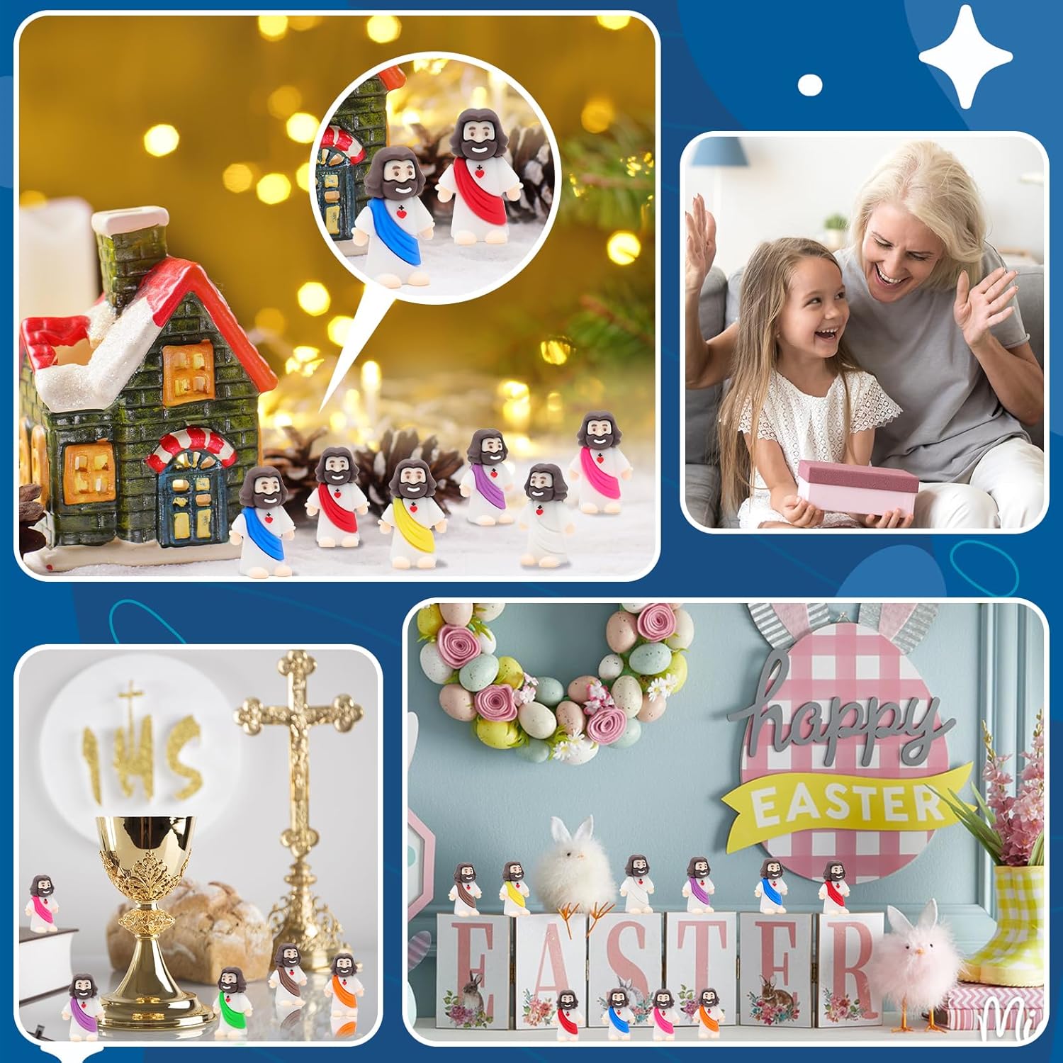 100 Pcs Pocket Jesus Mini Figures Original Design Baby Jesus Figurines, Tiny Miniature Jesus Figures to Hide and Seek Religious Party Favors Sunday School Baptism Gift Easter Egg Stuffers - Image 4