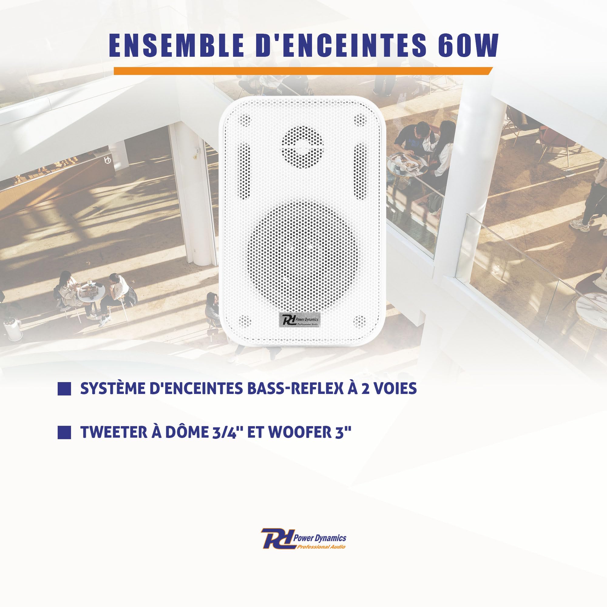 Power Dynamics BGO30 Enceintes Passives 2 Voies 60W Blanc Paire 3 Pouces