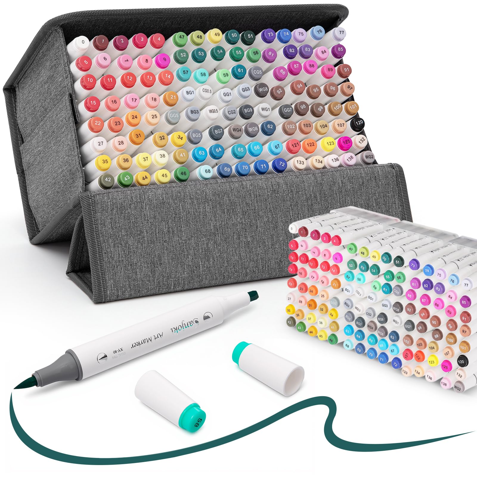 Alcohol Markers Set, 120 Colors Dual Brush Tip Art Markers for Drawing, Professional Alco…