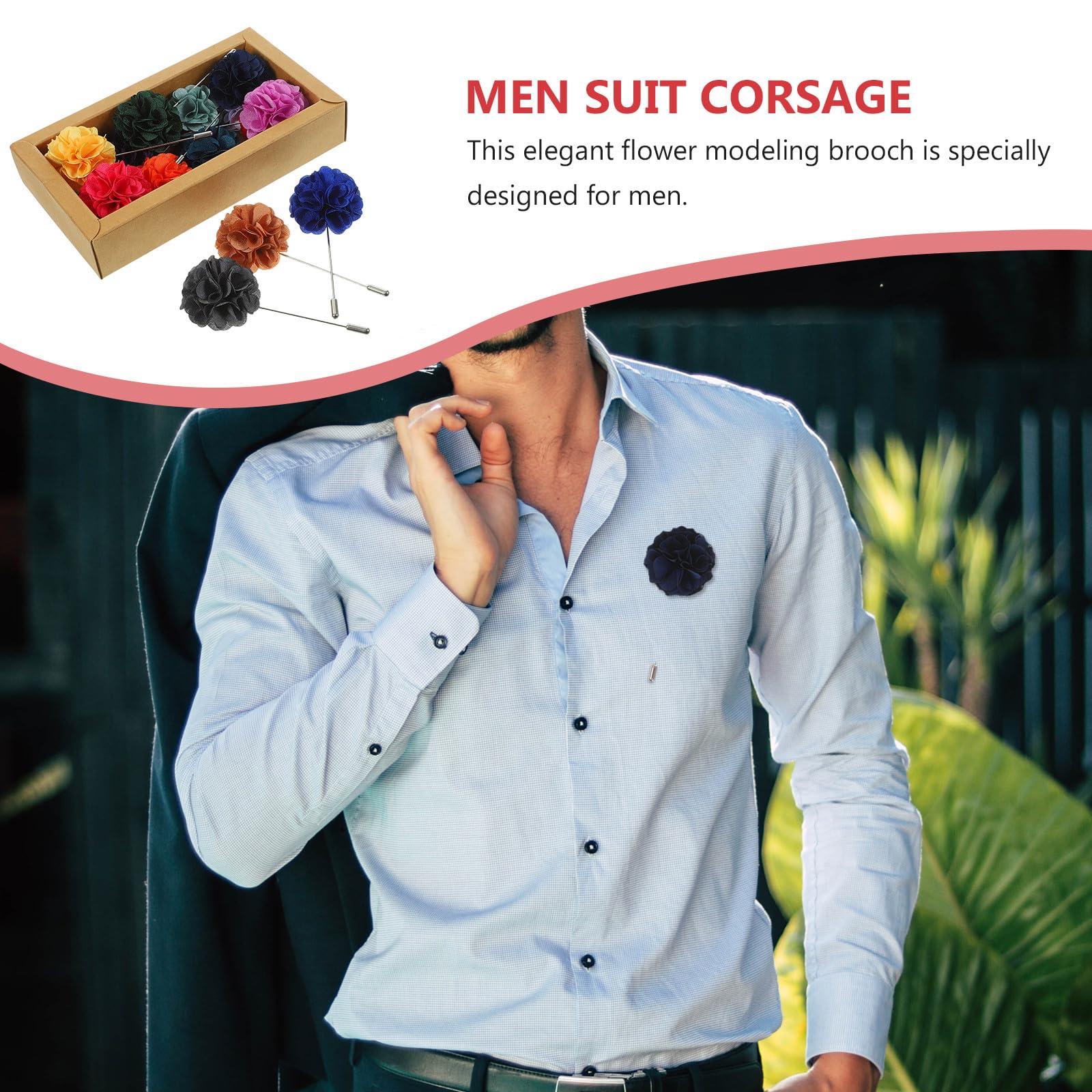Outanaya Elegante Herren Anzugbroschen Floral Gestaltete Anstecknadeln 16 mit Blumenmotiv aus Chiffon und Metall Glatte Nadel für Festliche Anlässe
