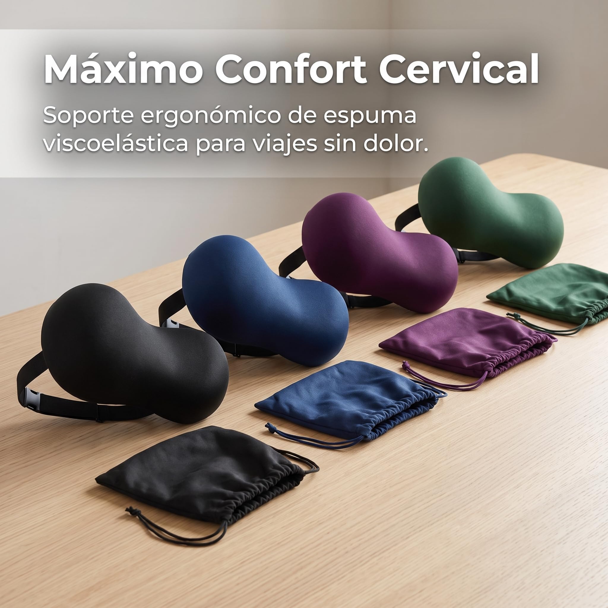 Oreiller mémoire Forme, Coussin Cervical Ergonomique pour Avion, Voiture et Nuque, Support Lombaire Pliable, Vert thé, Soie glacée rafraîchissante et Respirante
