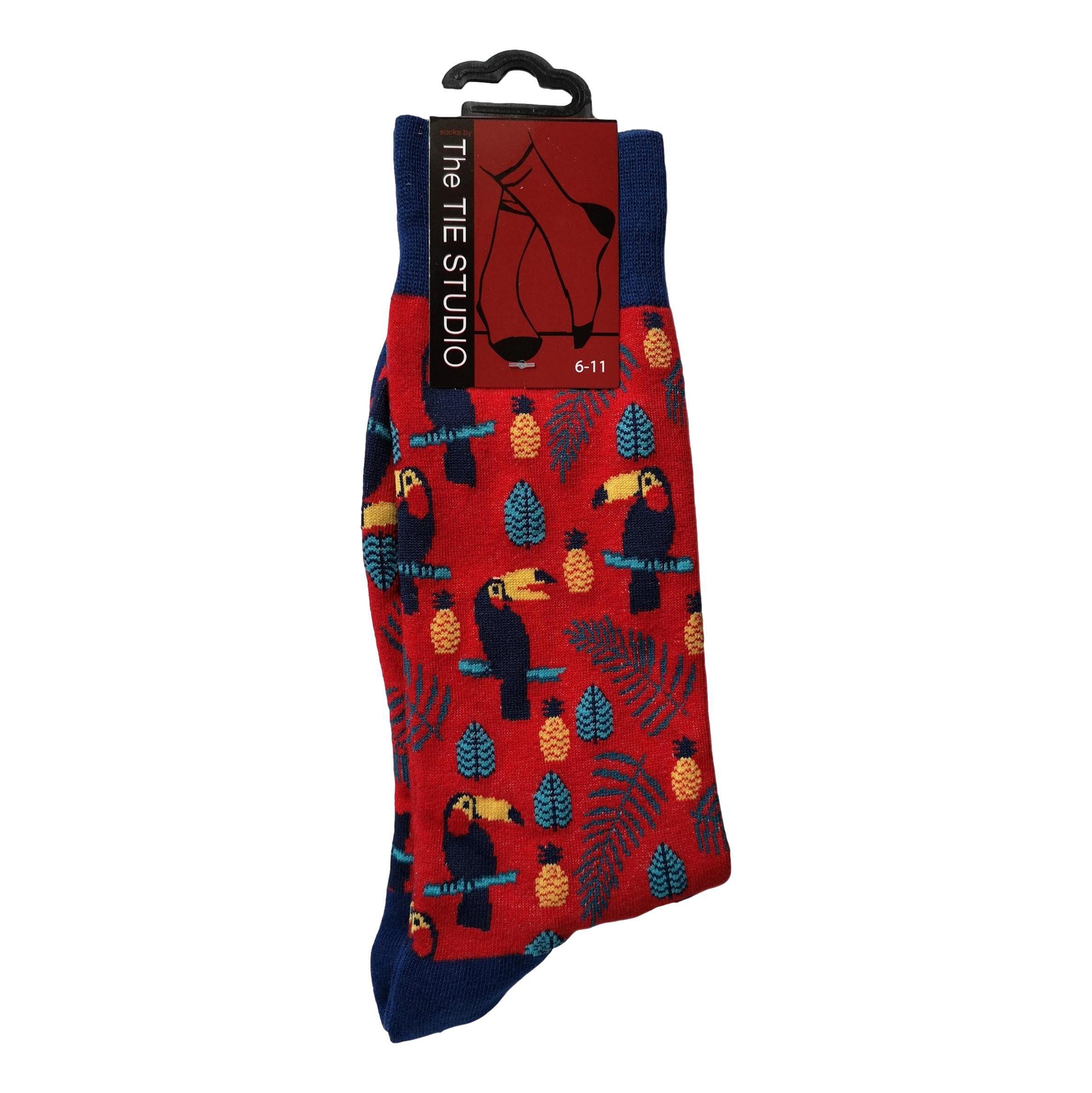 Tie Studio Toucans on Red Unisex Novelty Ankle Socks Adult Size 6-11