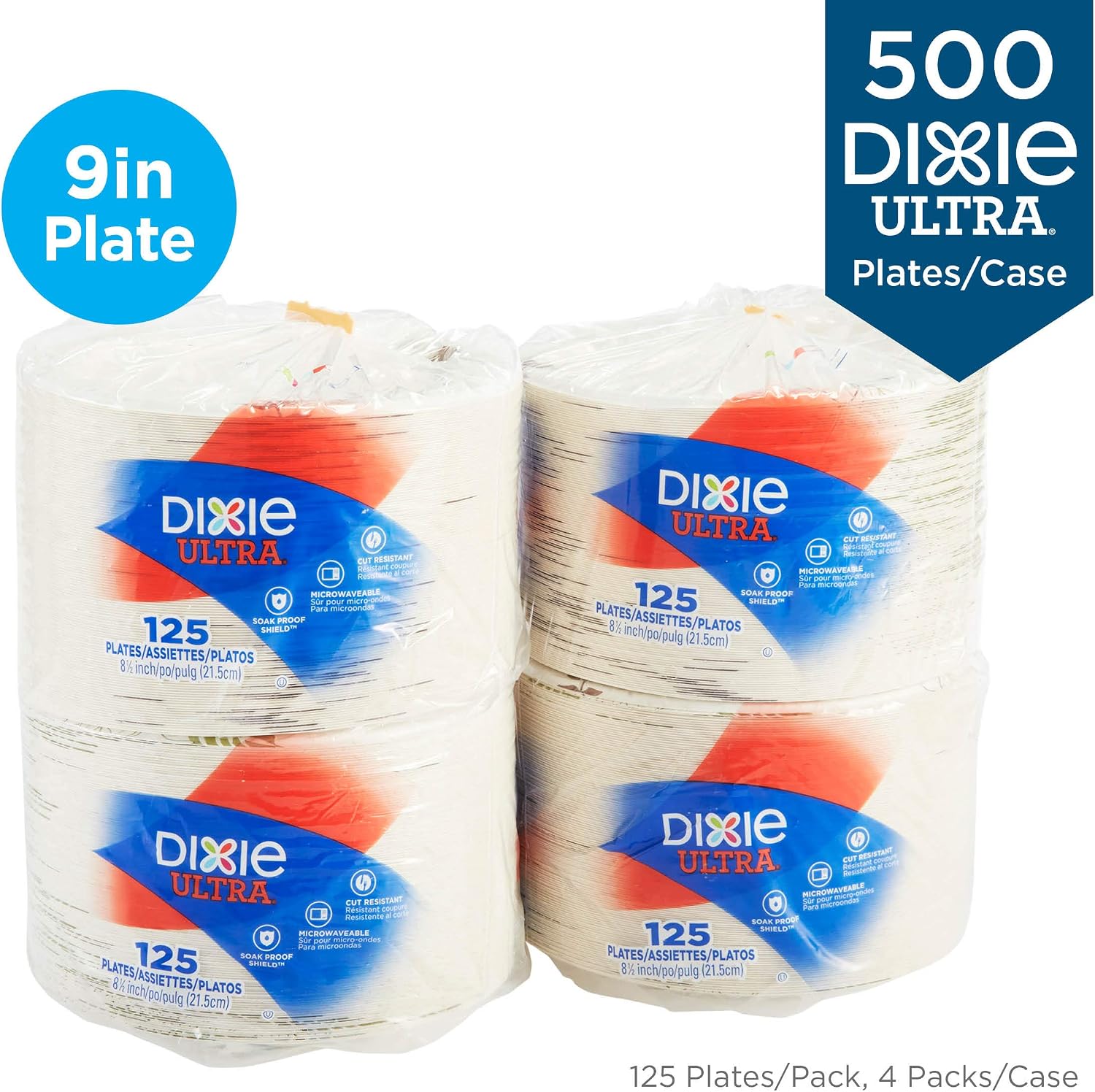 Dixie Ultra 8.5"Heavy-Weight Paper Plates by GP PRO (Georgia-Pacific); Pathways; SXP9PATH; 500 Count (125 Plates Per Pack; 4 Packs Per Case)