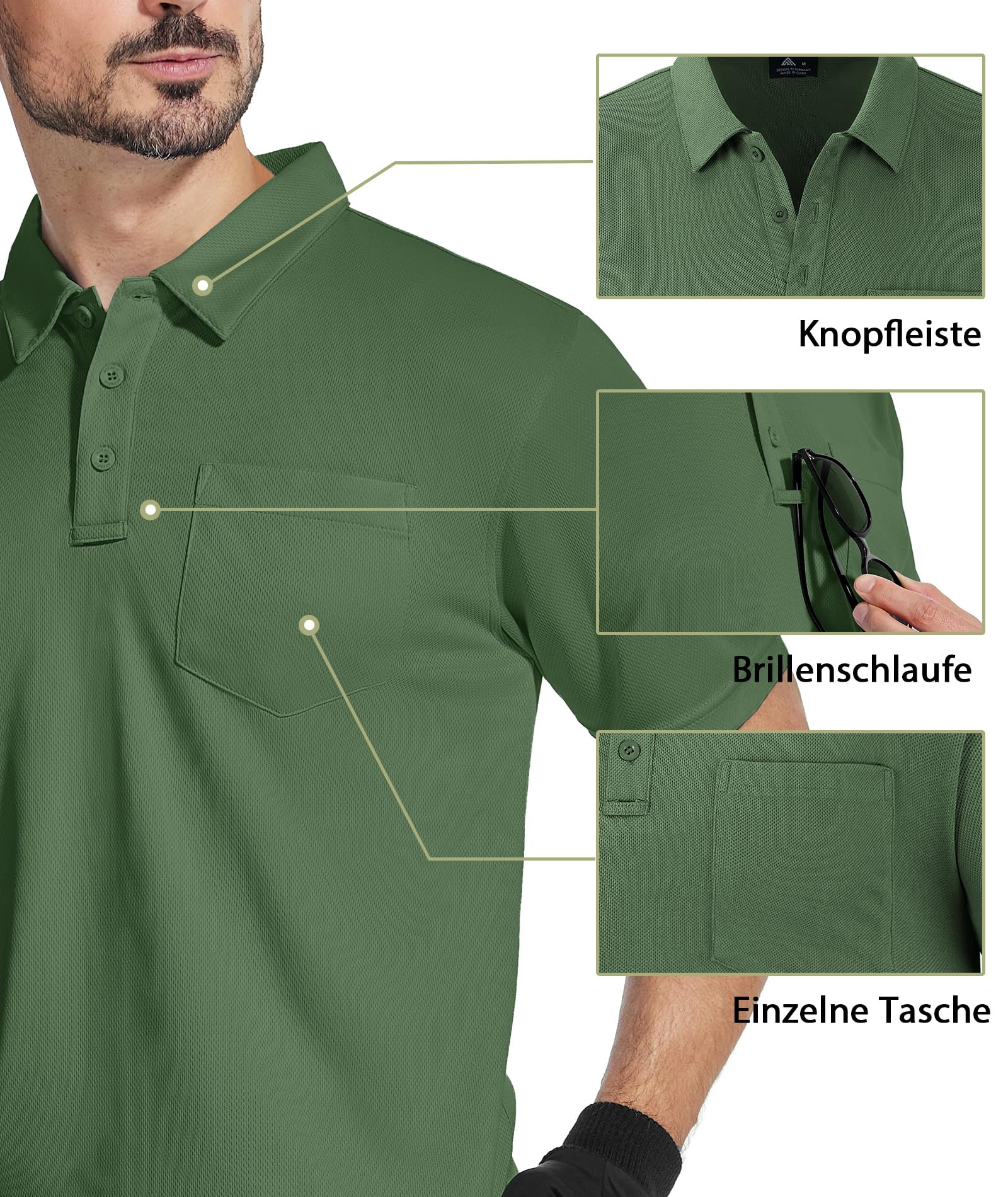 SwissWell 2er Pack Poloshirt Herren Kurzarm Golf Polo Shirt Männer T-Shirt Atmungsaktiv Polohemd