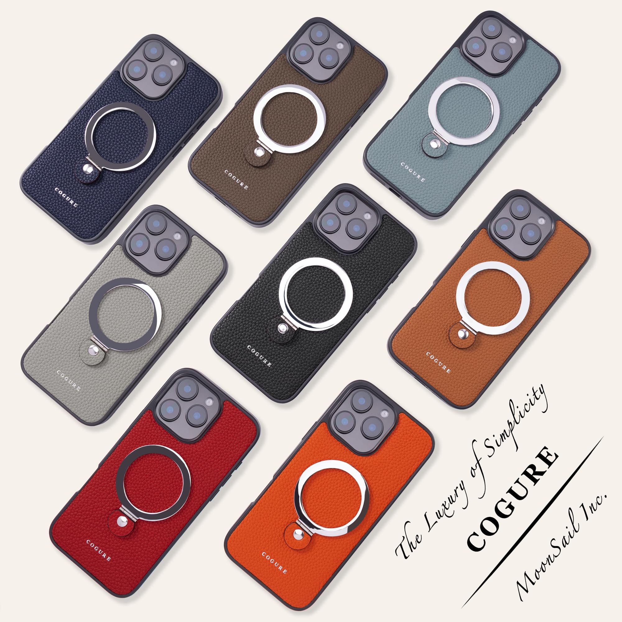 Amazon.co.jp: COGURE コグレ iPhone16e ケース 本革 リング付き 360度