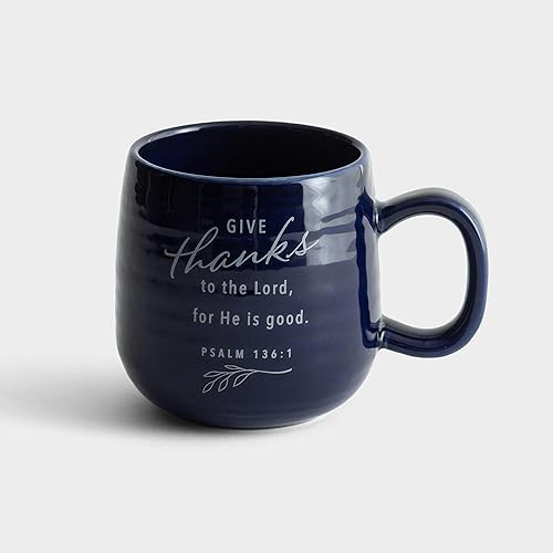 Miniatura 2 de Dayspring - Grateful Thankful Blessed - Taza de cerámica inspiradora de 16 onzas (J3876), azul