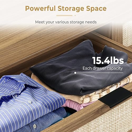 Miniatura 6 de Lyromix 6 cajones, soporte de TV ancho de madera para dormitorio, cómoda moderna de madera maciza de mediados de siglo con técnicas de manualidades