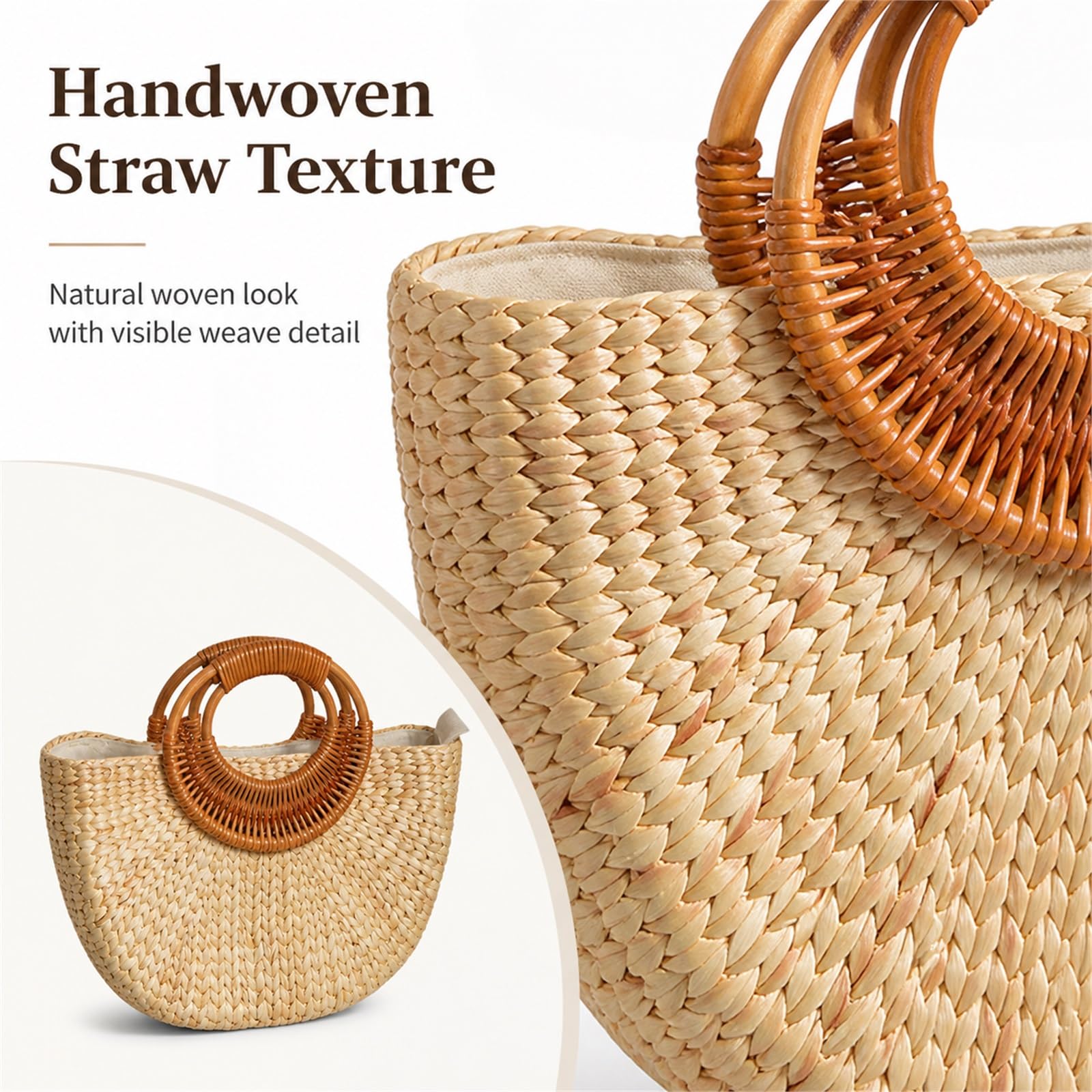 Strohtasche,Strandtasche Aus Stroh,Geflochtene Korbtasche,Einkaufskorb Einkaufstasche Geflochten,Stroh-Tragetasche,Geflochtene Einkaufstasche Aus Stroh FüR Damen