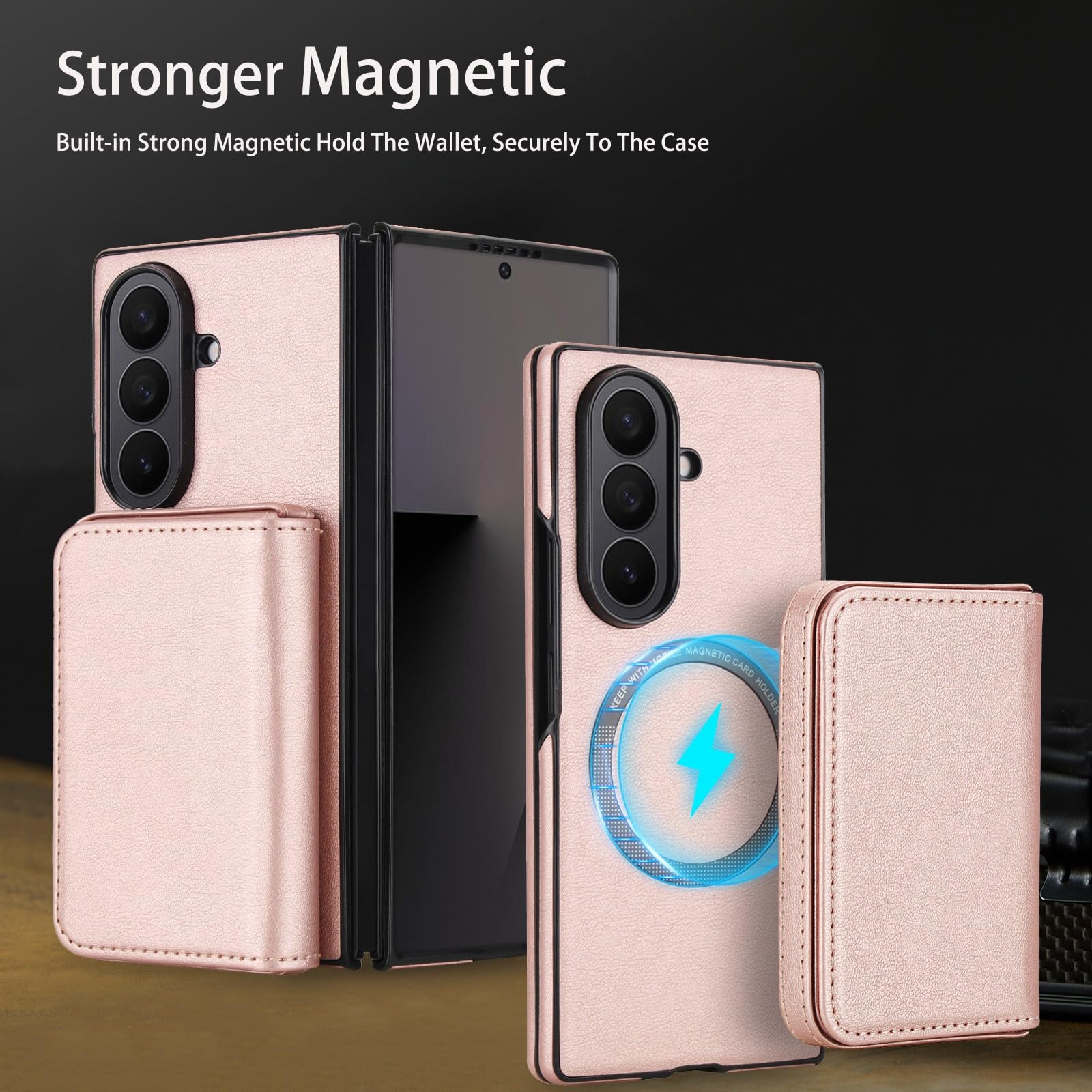 Generic Custodia Compatibile con Samsung Galaxy Z Fold 7 (Grigio) Portafoglio Rimovibile Portafoglio Carta Magnetica Flip Cover in Pelle