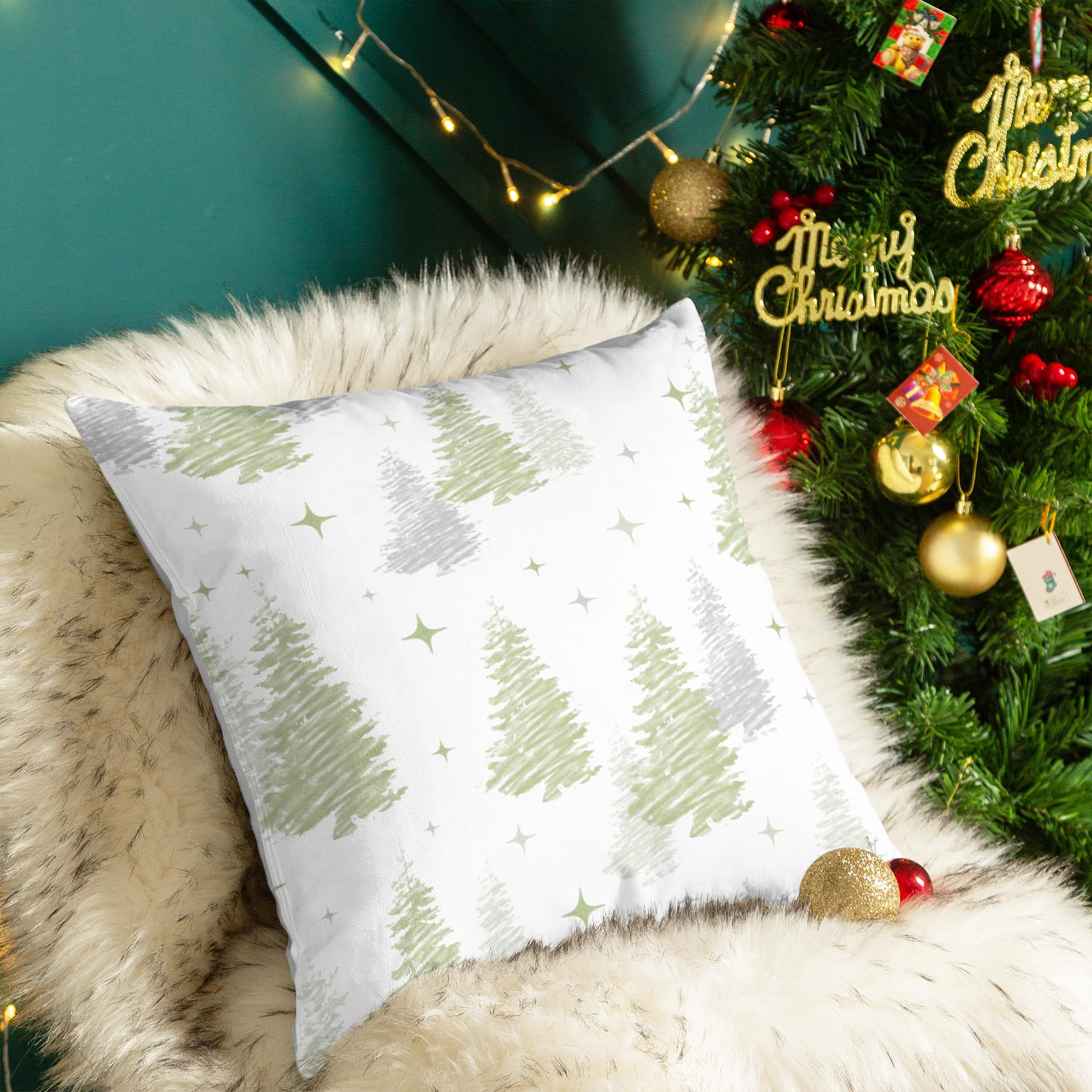 CaliTime Federe In Pile Floreale - Confezione Da 2, 45x45 Cm, Viola Scuro E Grigio Lavanda - Per Divano, Letto E Decorazione Casa