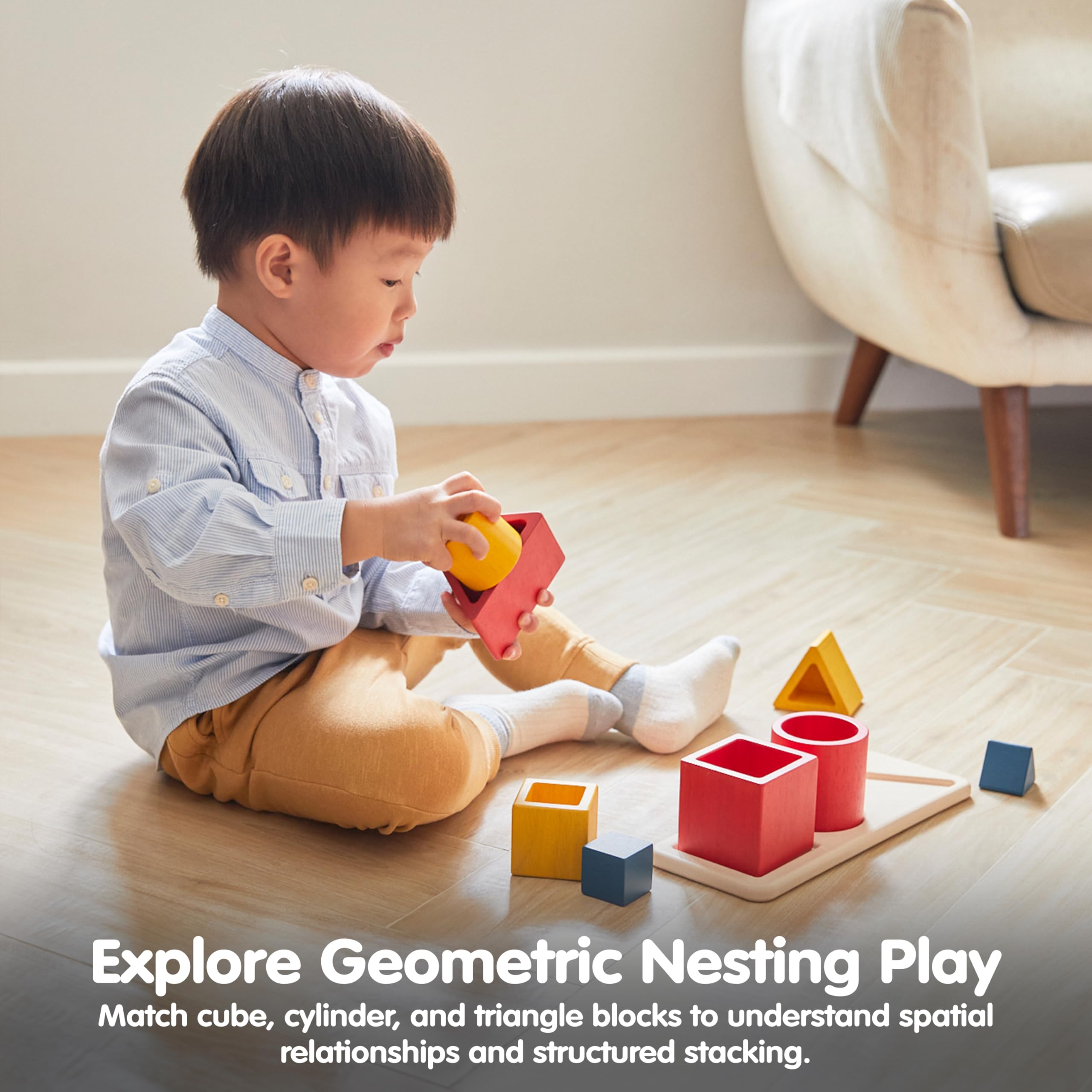 Plan Toys PT5463 - Puzzle de 3 Formas, Madera