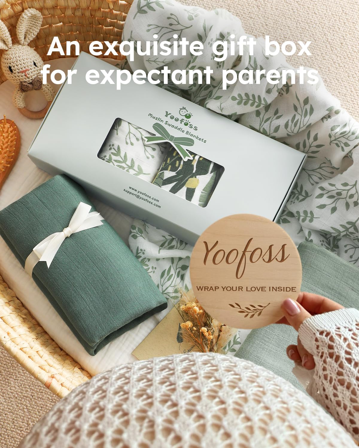 Yoofoss Organic Muslin Swaddle Blankets, Baby Blankets, 47 x 47 Inches Receiving Blanket for Baby Boys and Girls, Baby Essentials for Newborns Soft Breathable