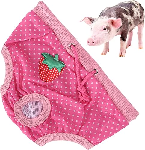 Miniatura 7 de GLOGLOW Pañales lavables de cerdo, pañales para cerdos hembras con correa ajustable de apriete para mascotas, pantalones fisiológicos con patrón de