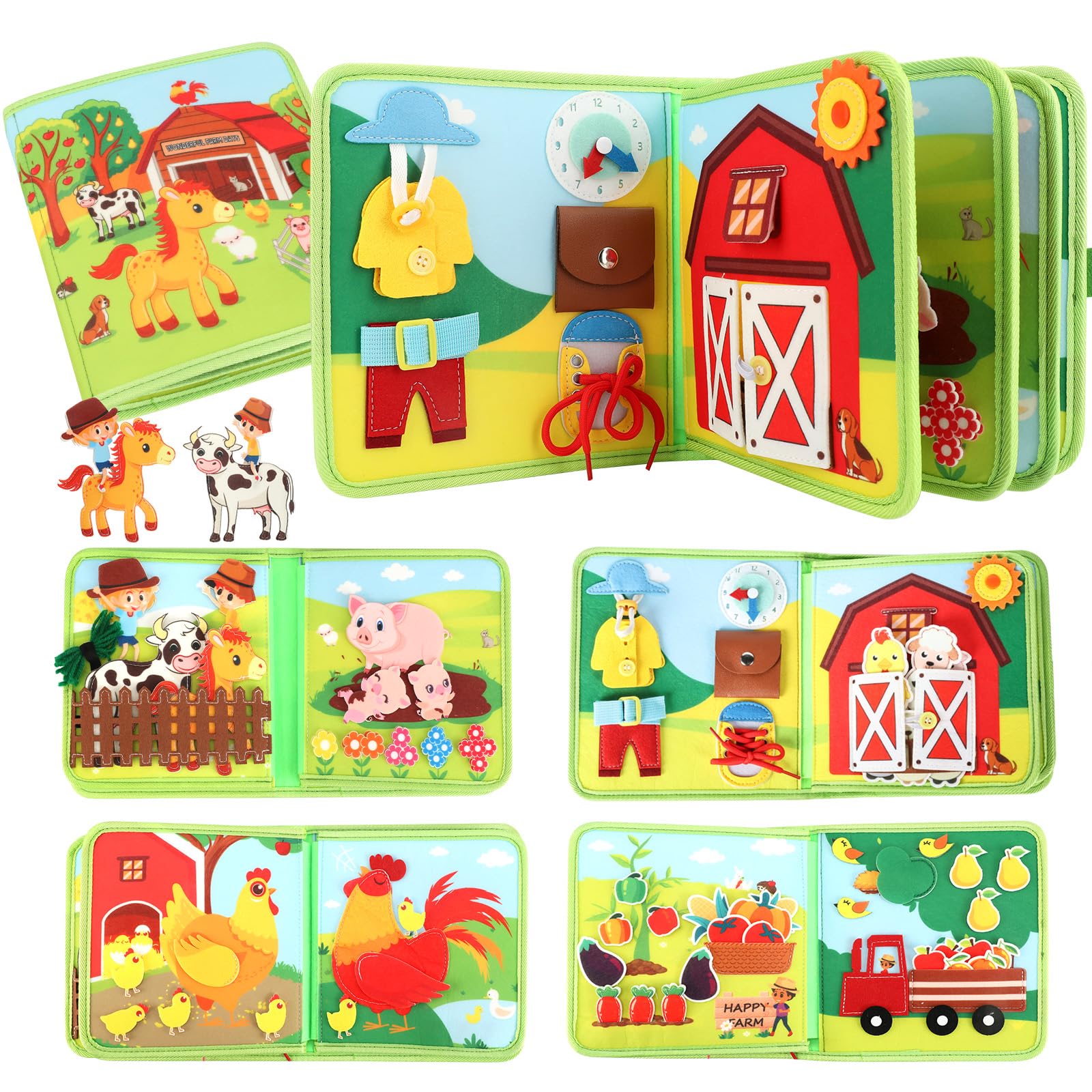 Busy Board Montessori 2 Anno, Giochi per Bambini – Quiet Book a Tema Fattoria con 25 Attività, Regalo per Bambini da 2 a 4 Anni, Compagno da Portare Ovunque per lo Sviluppo Precoce