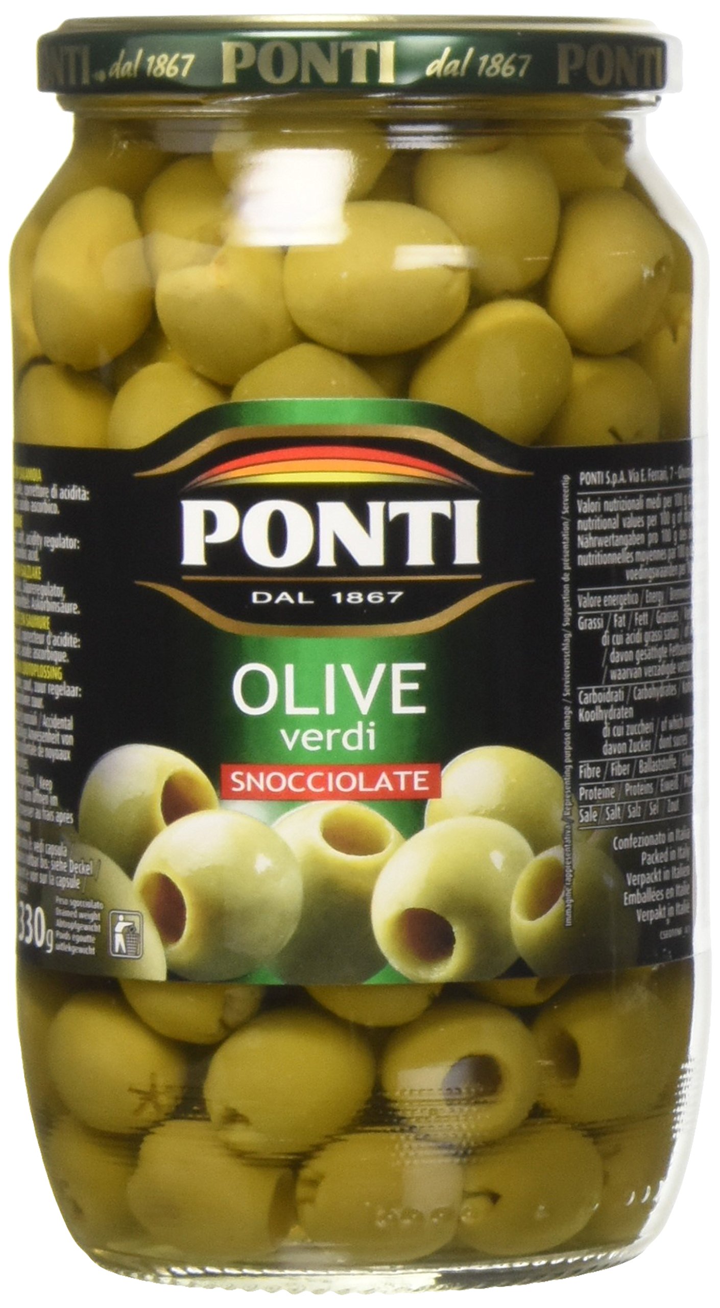 Ponti Olive Verdi Snocciolate, T6 - 6 Vasi da 670 gr