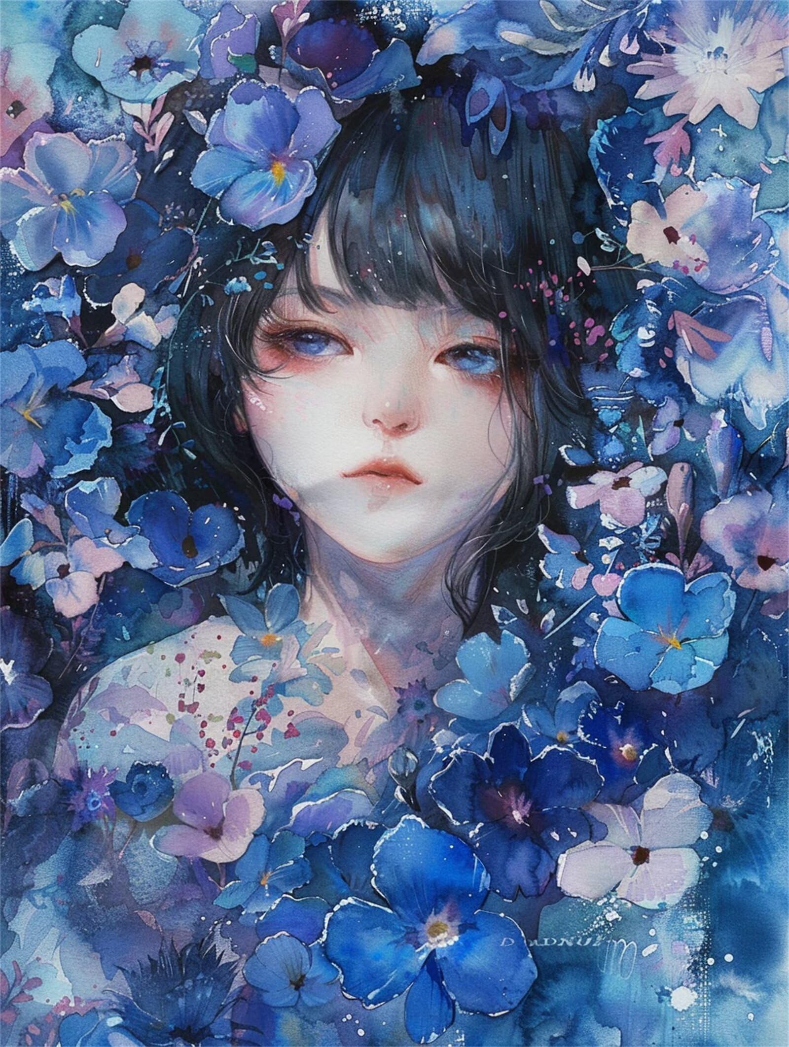 Dipingere con i Numeri per Adulti ragazza Paint by Numbers Kit fiore Fai da te Hobby Creativi Adulti, Dipingi con i Numeri con Pennelli e Acrilici, Decorazione della Parete di Casa Regalo 70x90cm M-7