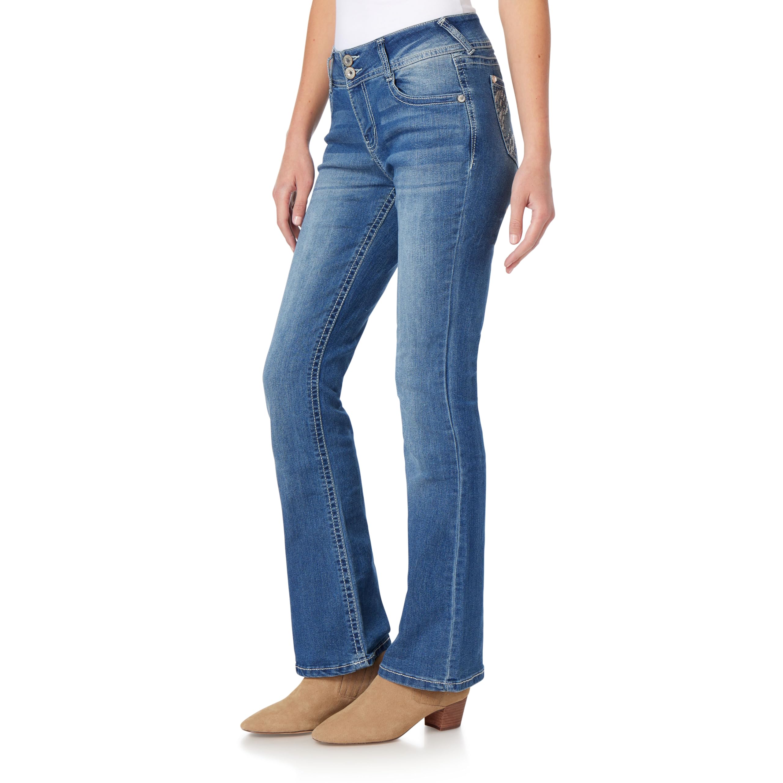Wallflower Women's Ellery Instastretch Bling Luscious Curvy Bootcut Jeans, 13