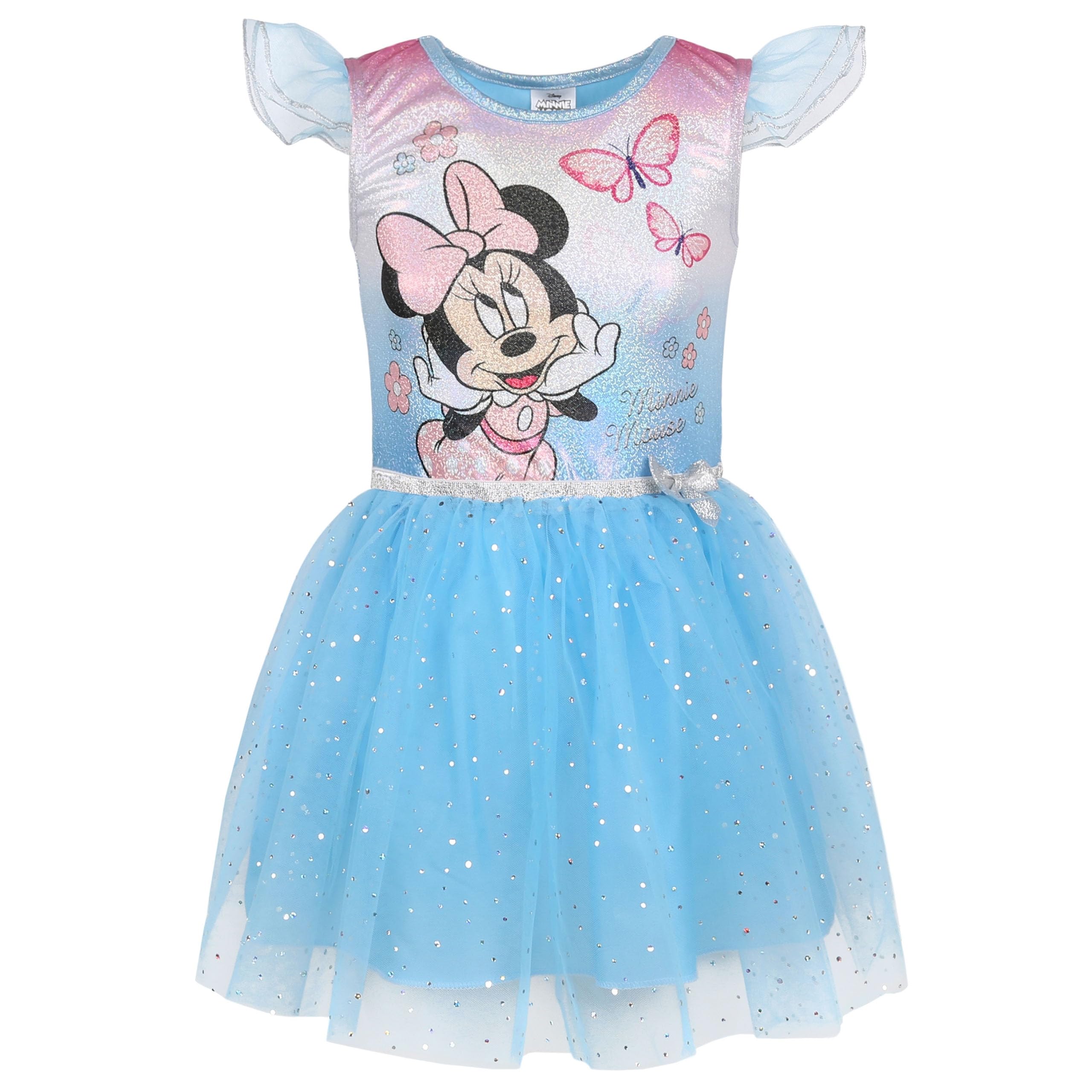 Frozen Anna Elsa Abito a Maniche Corte in Tulle Color Pesca, Abito da Bambina