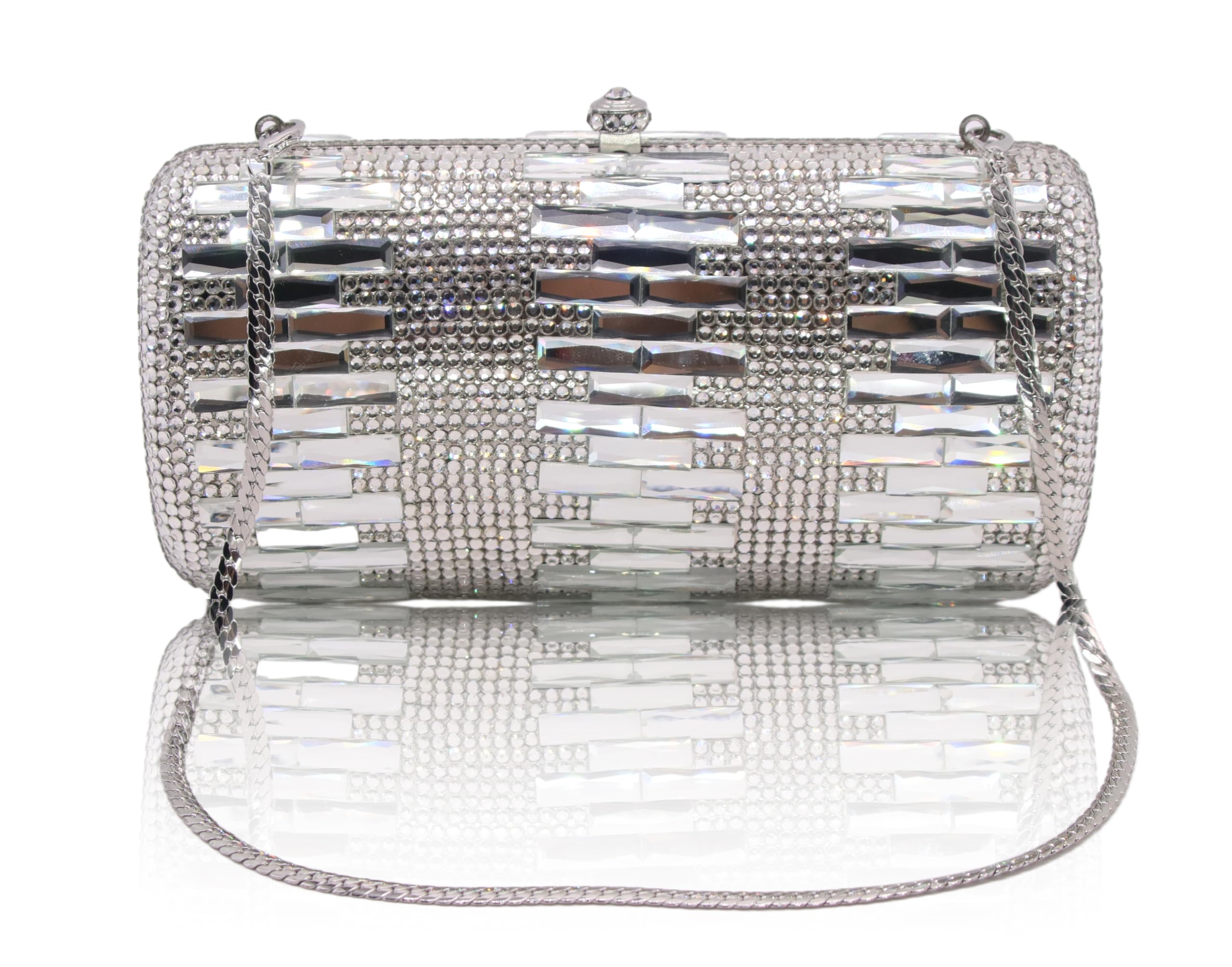 Crystal Evening Clutch Bag Solid Rhinestone Wedding Party Purse Women Diamond Cocktail Round Stone Handbag