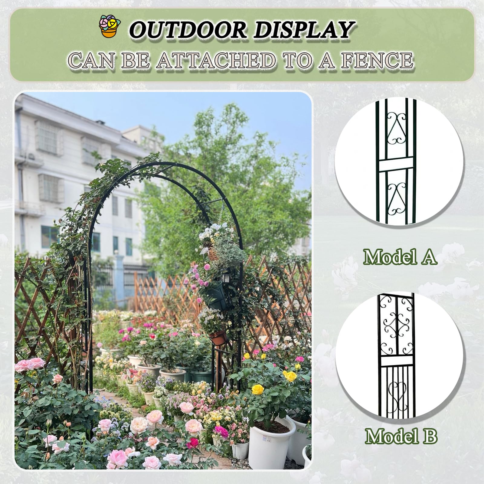 Heavy Du Metal - Arco per rose in acciaio inossidabile, per piante rampicanti e viti, resistente alle intemperie, da giardino, facile da montare, colore: bianco (220 x 40 x 230 cm)