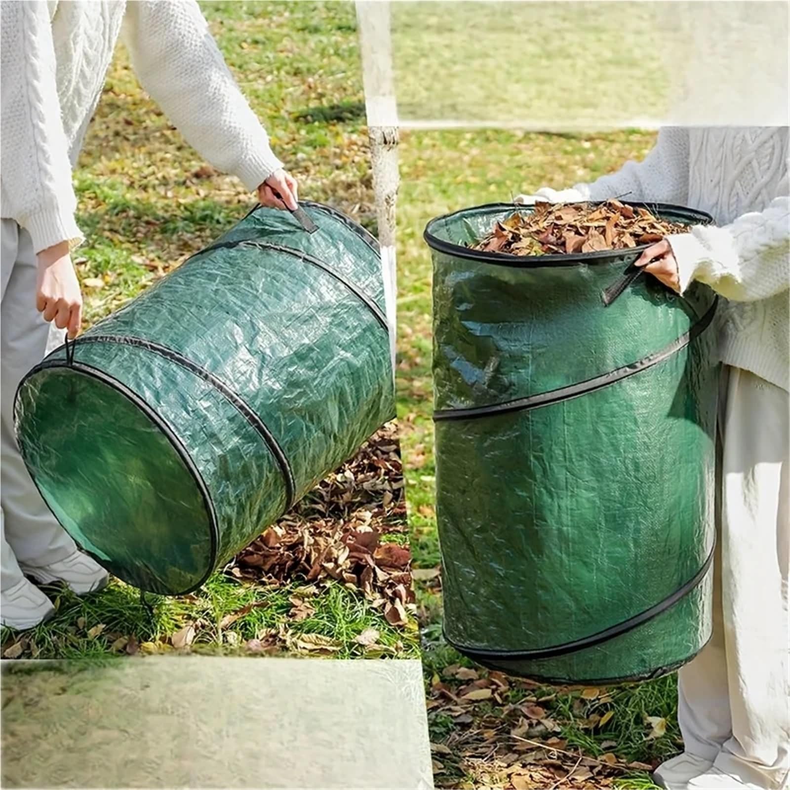 Sacchi Da Giardinaggio Pop Up Bidone della spazzatura pieghevole da 2 pezzi for campeggio, feste, lavanderia all'aperto, borsa di stoccaggio portatile