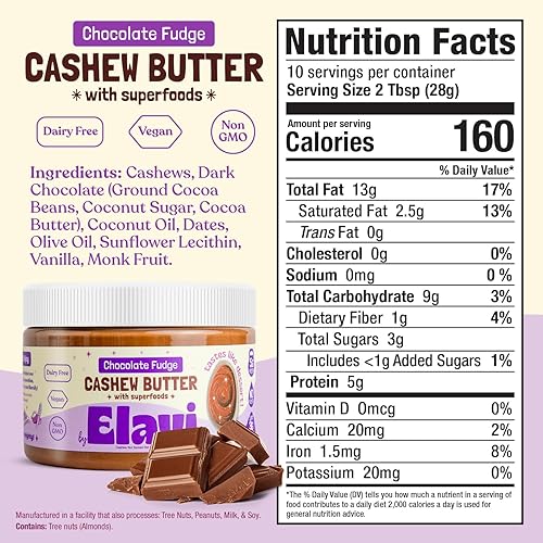 Miniatura 3 de ELAVI Tarro de mantequilla de anacardo keto - Apto para el intestino y bajo en azúcar para postre  Vegano, apto para niños, sin azúcar añadida, sin