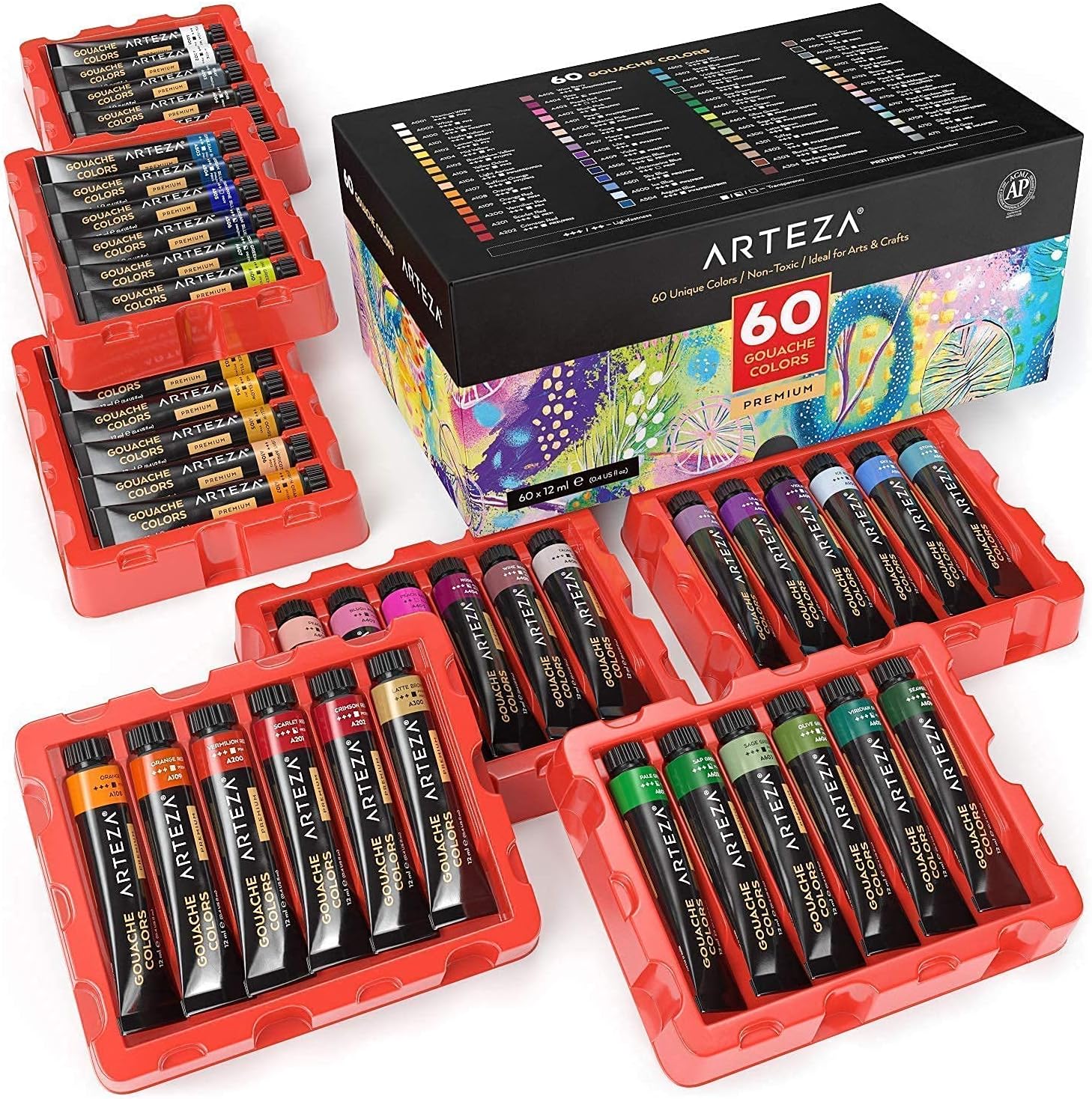 ARTEZA Gouache Colors and Canvas Panels multipack Bundle, Painting Art Supplies for Artist, Hobby Painters & Beginners