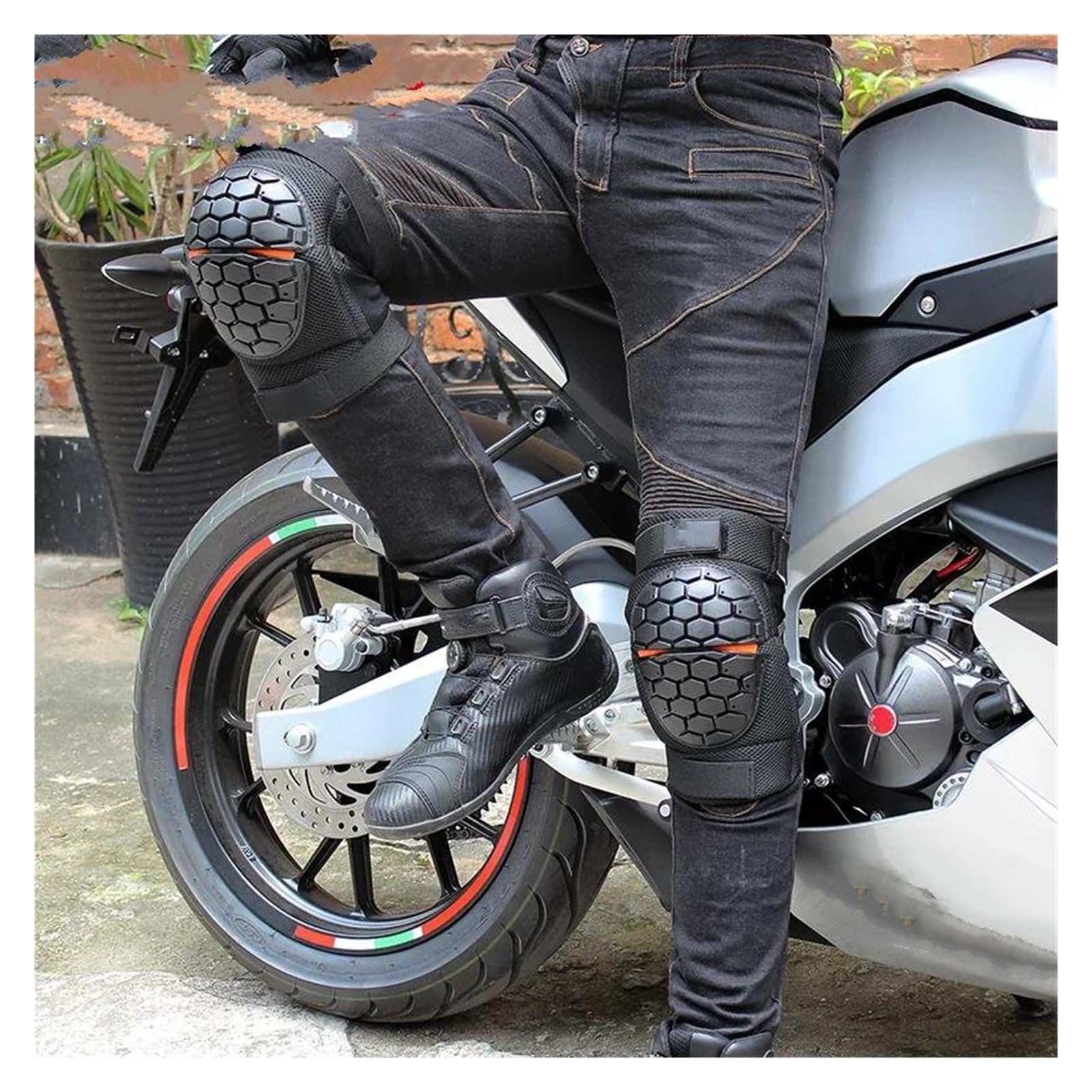 Regolabile Ginocchiera Pads Protector Armor Ginocchiere per moto Moto tattiche per biciclette Snowboard Inserti per ginocchiere anticaduta Protezione per equitazione Sport Motocross Rider(XL)