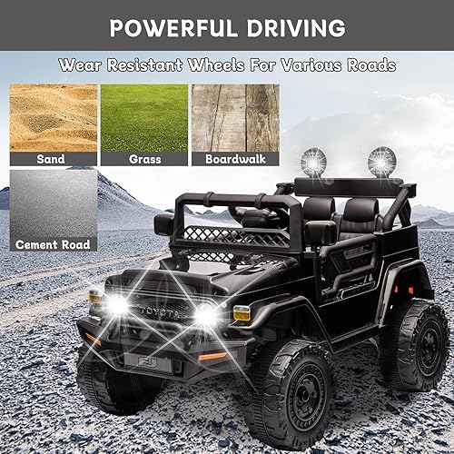 Miniatura 6 de Camión para niños de 12 V, vehículos eléctricos a batería de juguetes con control remoto de 2.4 G para 3 a 8 años, suspensión de resorte, puertas