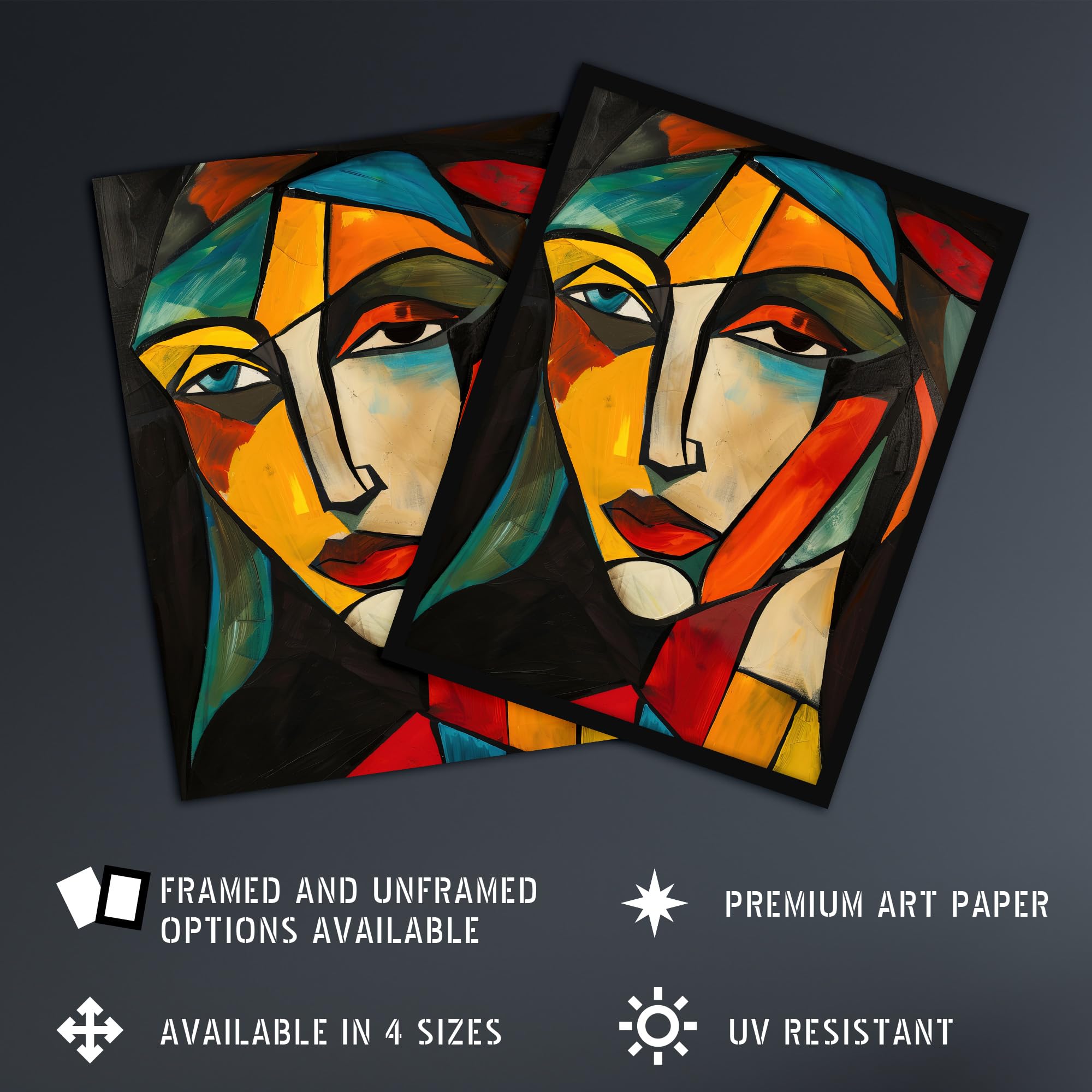 Amazon.com: Artery8 Woman Portrait Stained Glass Cubism Colourful