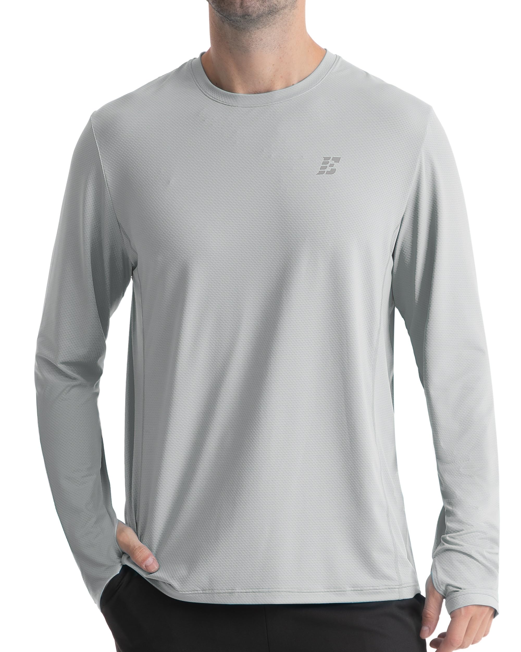 EoBeKee Mens UPF 50+ Rash Guard Swim Shirts, Cooling Dry UV Sun Protection Long Sleeve SPF Shirts for Fishing Hiking Running