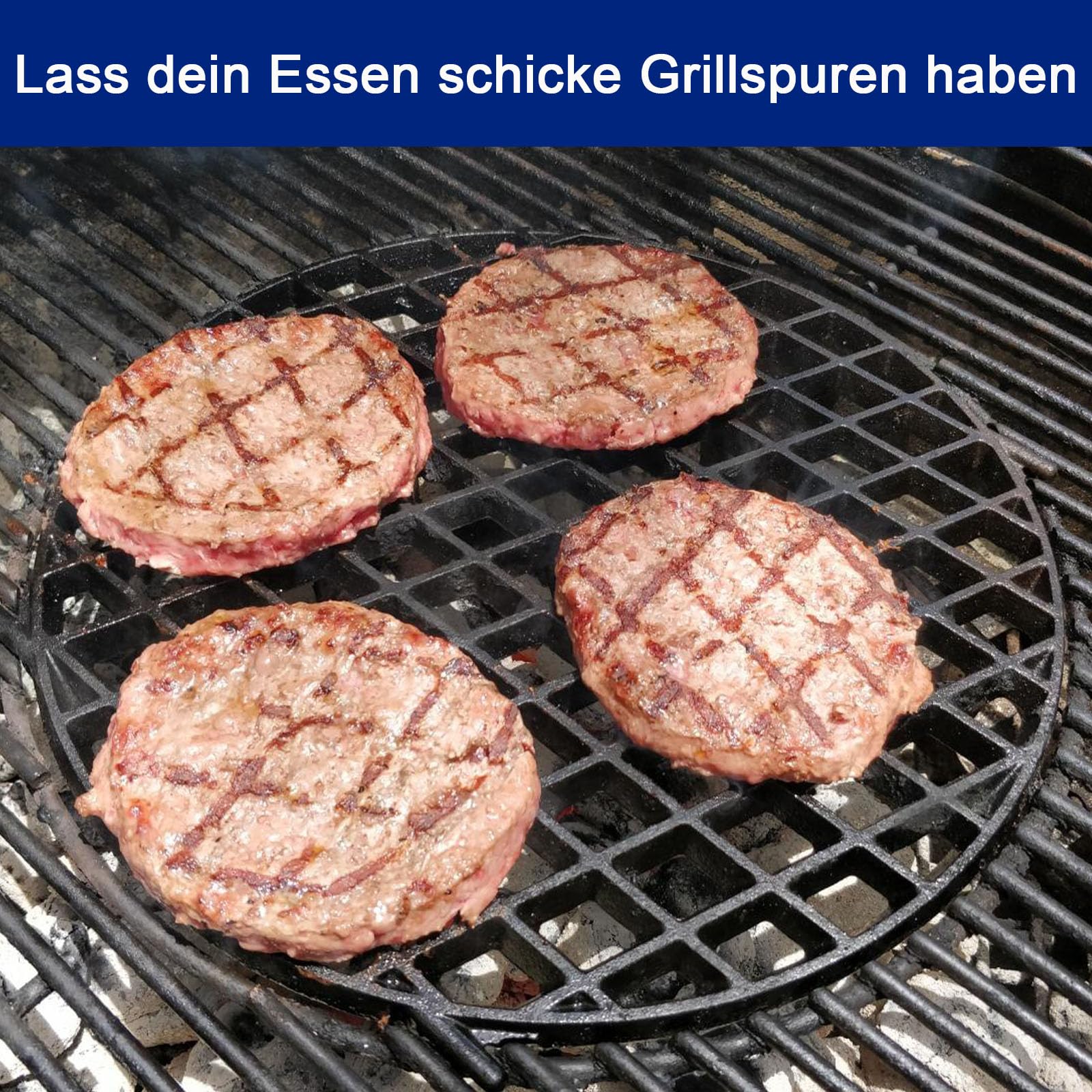 Grillrost Gusseisen Ø 30 cm Sear Grate für Enders Switch Grid, Monroe Pro,Boston,Chicago Gussroste Rost-in-Rost System Grillrost für Weber kugelgrill 57 cm holzkohlegrill Zubehör
