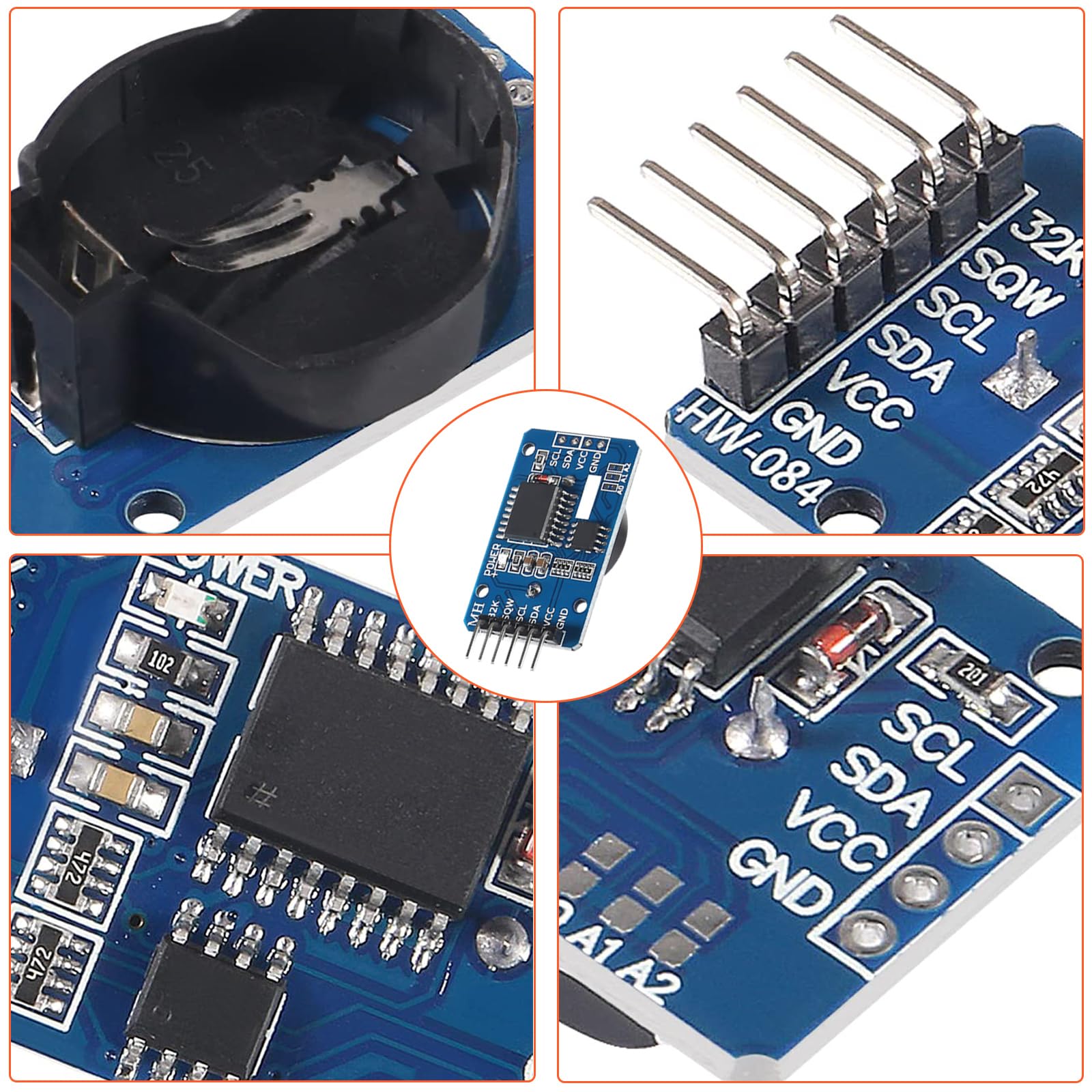 RTC IIC Modulo Precision Clock,QIQIAZI Tempo Reale Modulo Orologio RTC Sensore con Batteria compatibile con Arduino