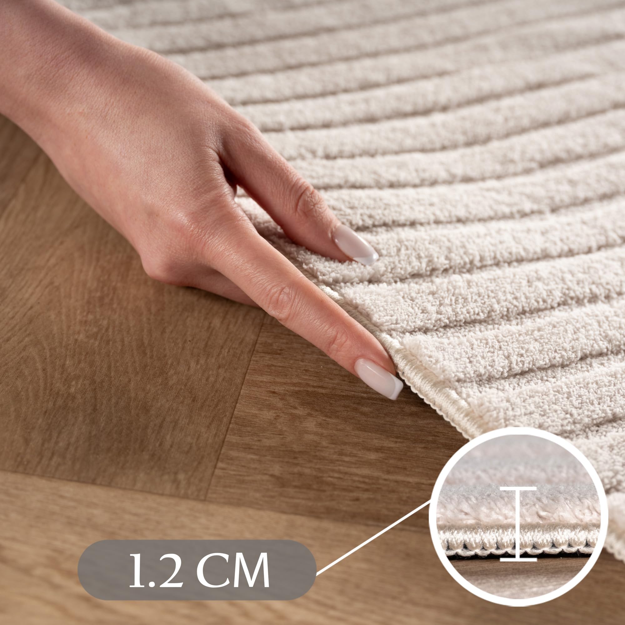 SIMPEX Teppich Boho 160 x 230 cm Creme, Weicher Skandinavischer Kurzflor mit 3D-Effekt, Waschbar & Pflegeleicht, Moderner Teppich für Wohnzimmer, Esszimmer oder Schlafzimmer