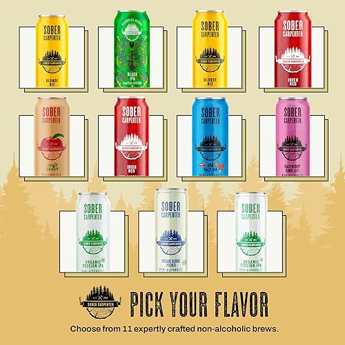Miniatura 6 de Sober Carpenter Cerveza artesanal Blonde Ale sin alcohol - Bebidas sin alcohol - Bebidas artesanales bajas en calorías - Paquete de 12 (16 onzas