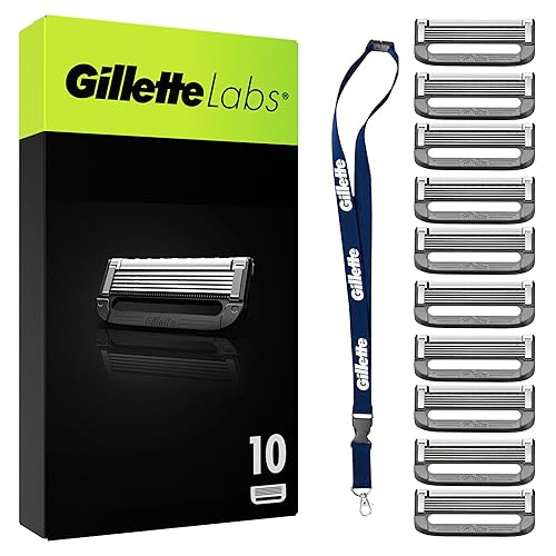 Gillette Labs Lamette Di Ricambio Per Rasoio Da Uomo, Confezione Da 10, Compatibili Con Gillette Labs Con Barra Esfoliante E Heated Razor, Rasatura Profonda Uomo, Lame di Precisione