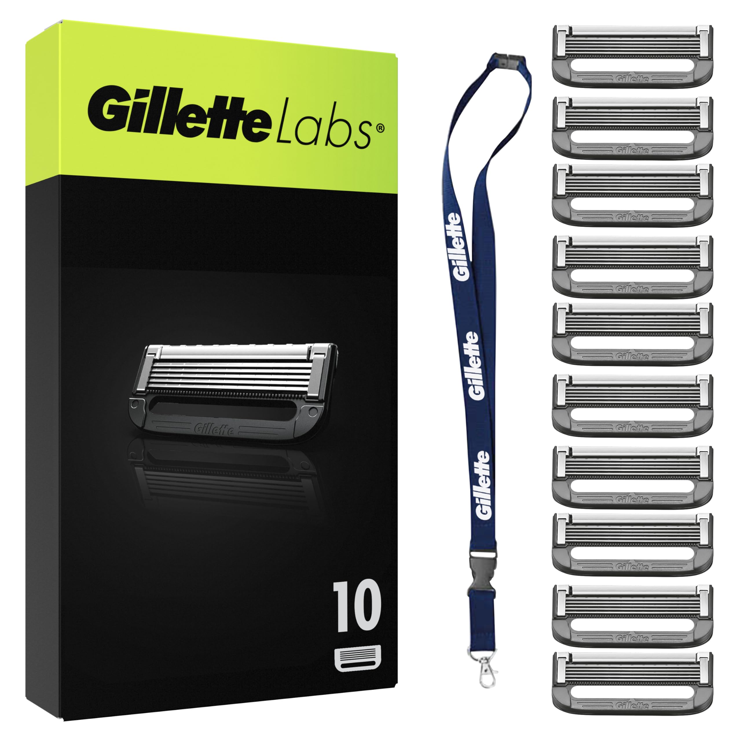 Gillette Labs Replacement Razor Blades for Men, Pack of 10, Compatible with GilletteLabs with Exfoliating Bar and Heated Razor