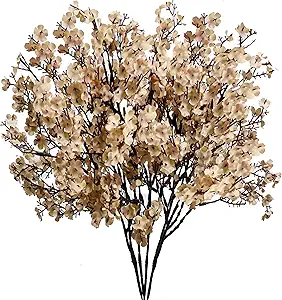 Mandy's Light Brown Artificial Baby’s Breath Flowers 6 Bundles Silk Gypsophila with Bendable Stems for Fall Centerpiece Wedding Decor and Table Arrangements