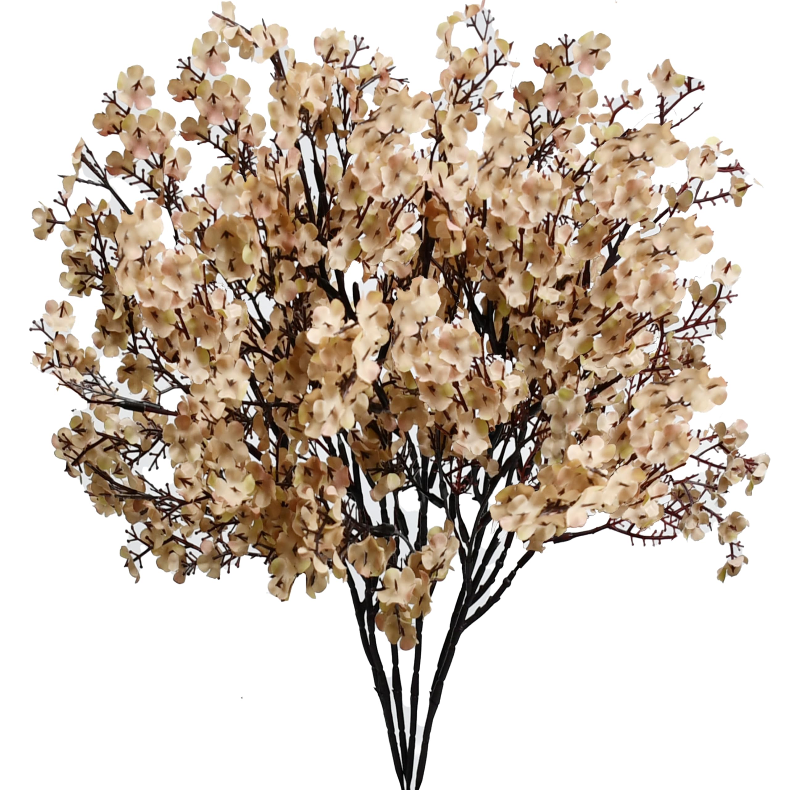 Mandy's Light Brown Artificial Baby’s Breath European Flowers 6 Bundles Silk Gypsophila with Bendable Stems for Fall Thanksgiving & Christmas Centerpiece Wedding Decor and Table Arrangements