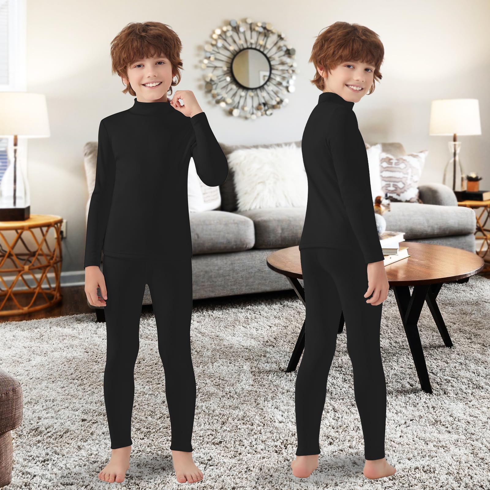 Thermounterwäsche Kinder Funktionsunterwäsche Junge Skiunterwäsche Mädchen Winter Atmungsaktiv Thermowäsche Set Warm Funktionswäsche Thermo Unterwäsche Thermounterhemd für Kinder