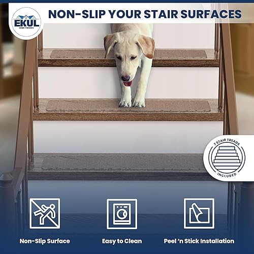 Miniatura 5 de Peldaños de escalera antideslizantes para escalones de madera en interiores  Alfombra antideslizante para peldaños de madera con peldaños de