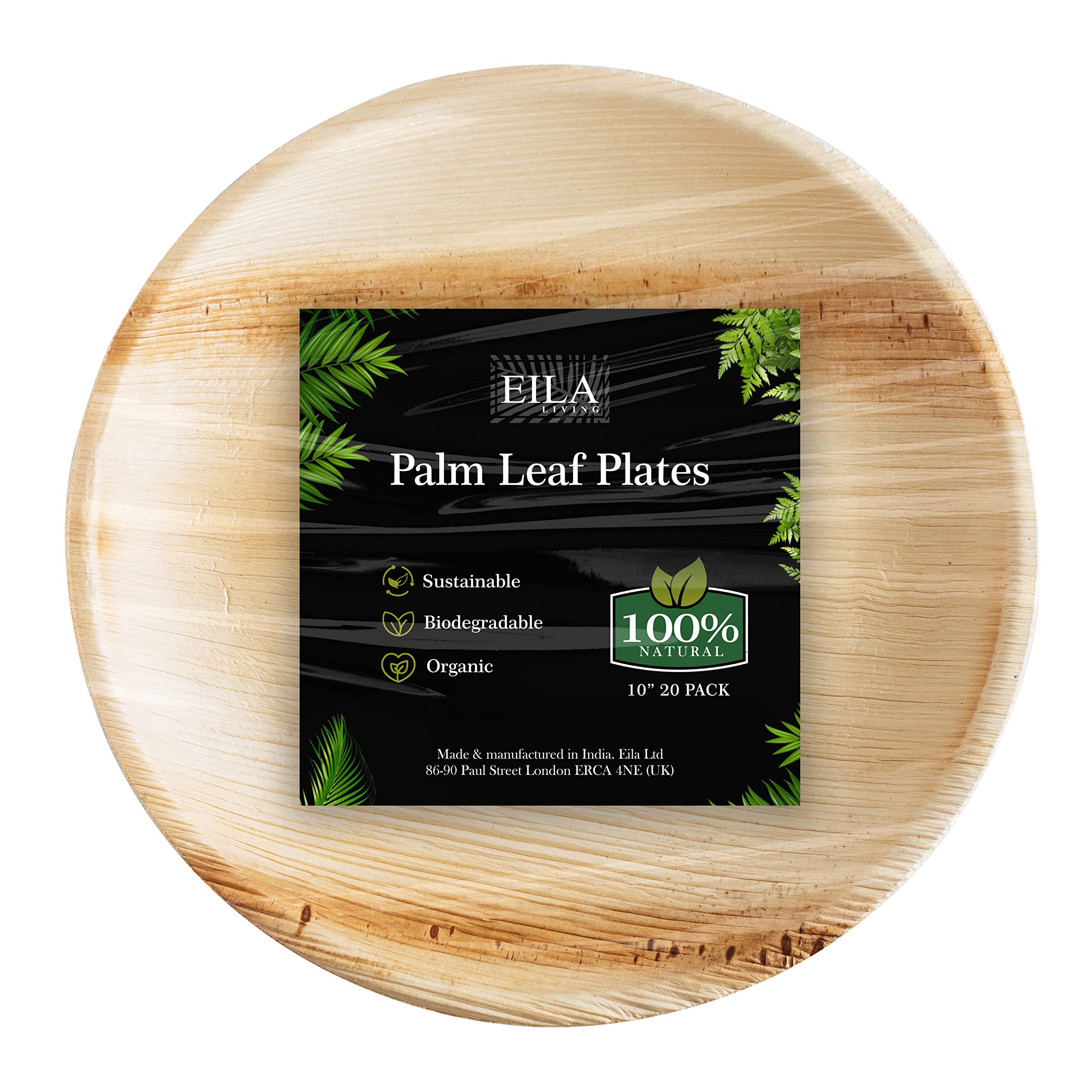 Buy 100 Biodegradable Compostable Palm Leaf Plates Disposable 10 inch