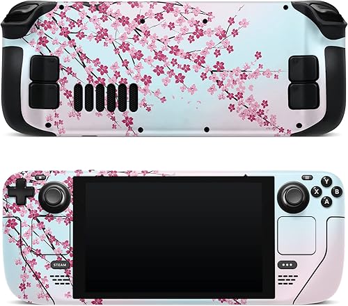 ZOOMHITSKINS Steam Deck Skin, Compatible with Steam Deck Skins, Pink Sakura Cherry Blossom Japan, Protective Skin Wrap Set for Valve Steam Deck